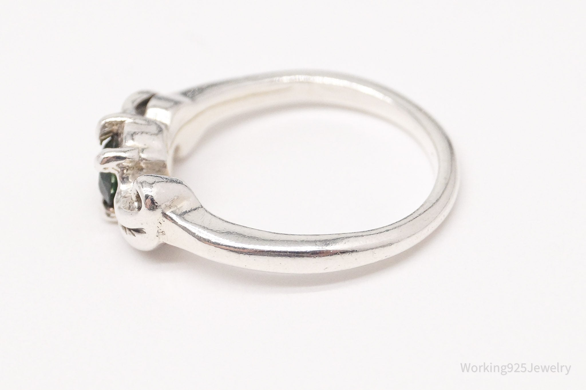 Vintage Green Topaz Silver Ring - Size 4.24