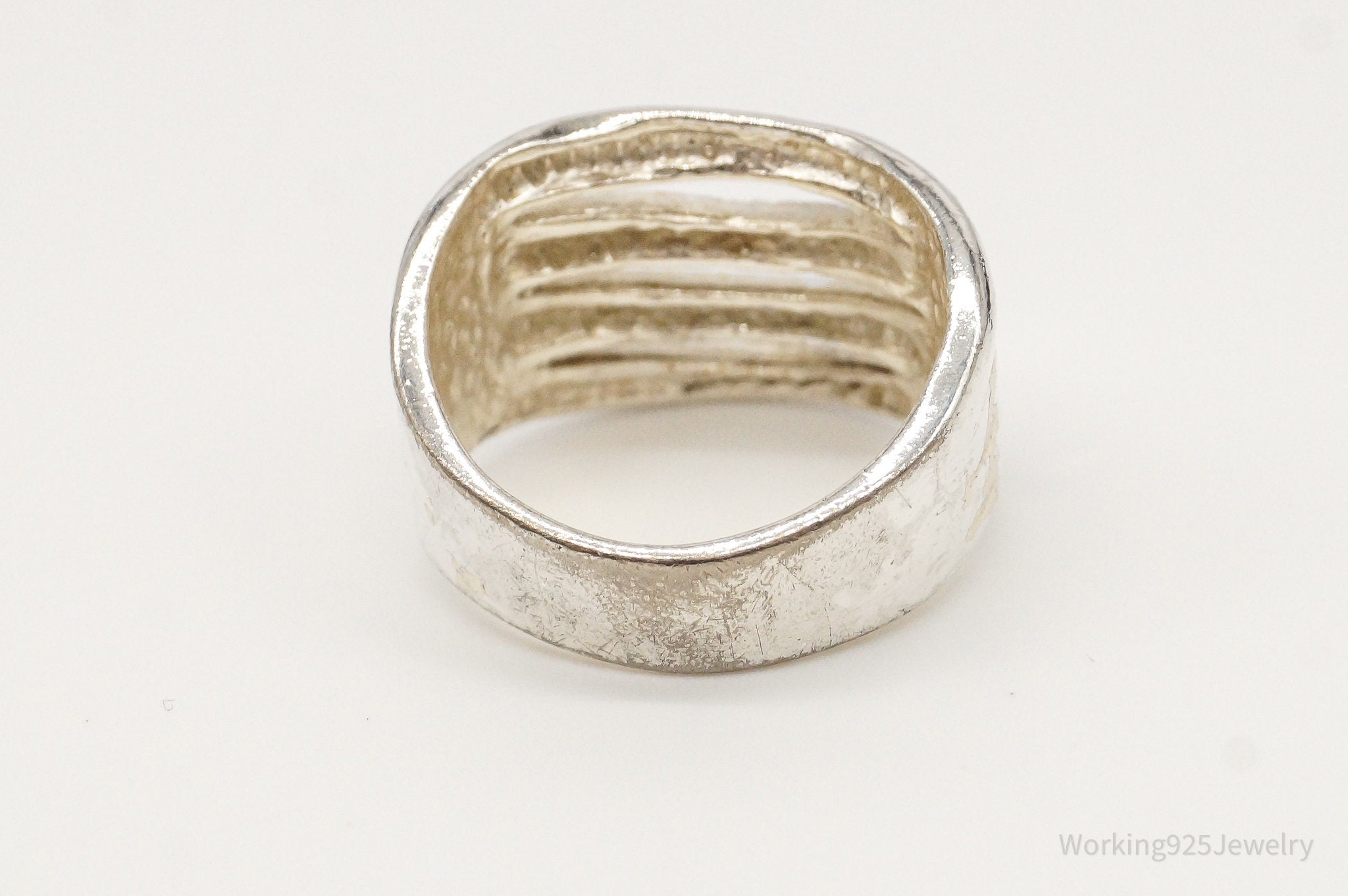 Vintage Modernist Waves Sterling Silver Ring - SZ 6.75