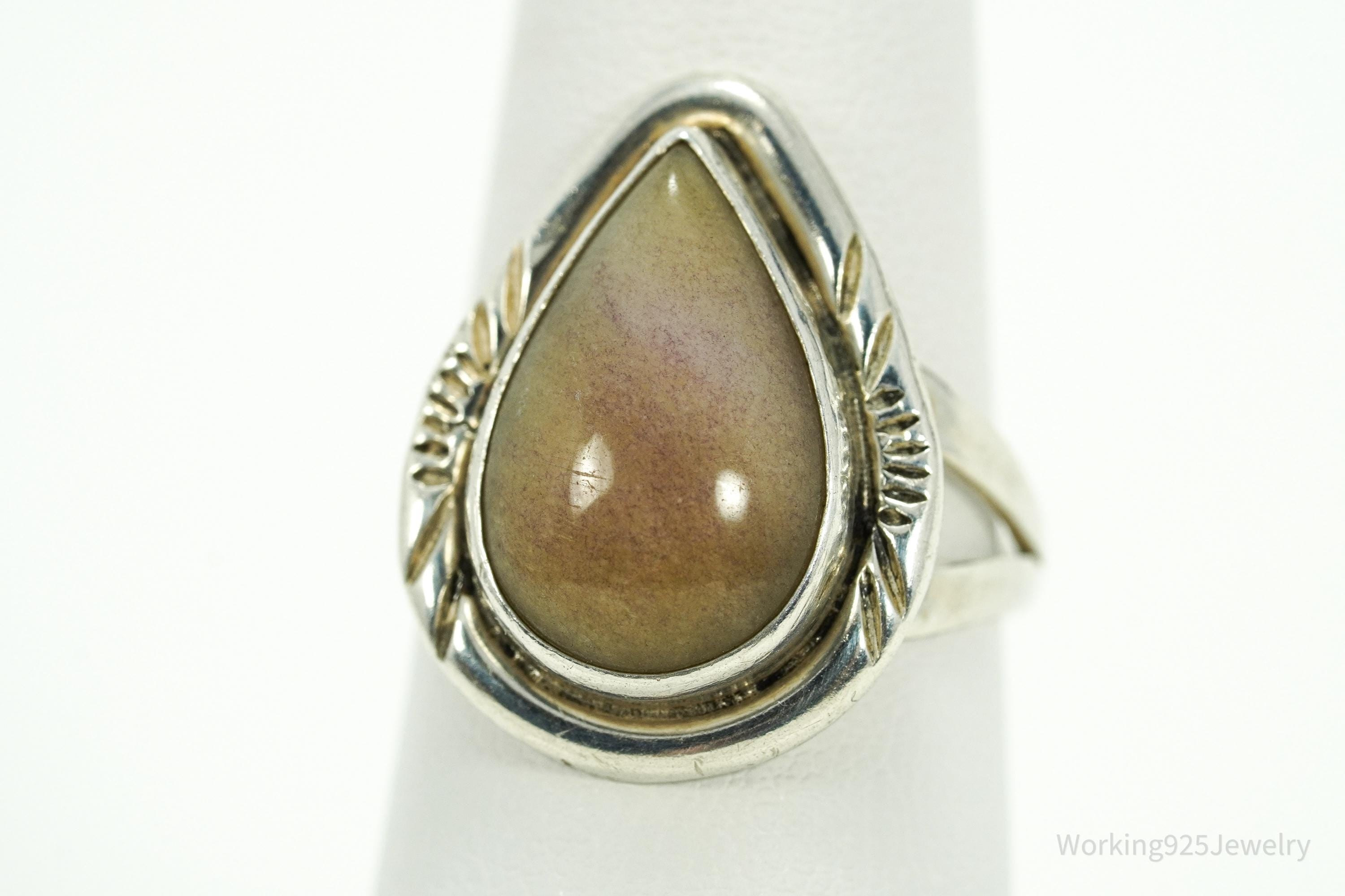 Vintage Native American Nakai Labradorite Sterling Silver Ring - Size 9