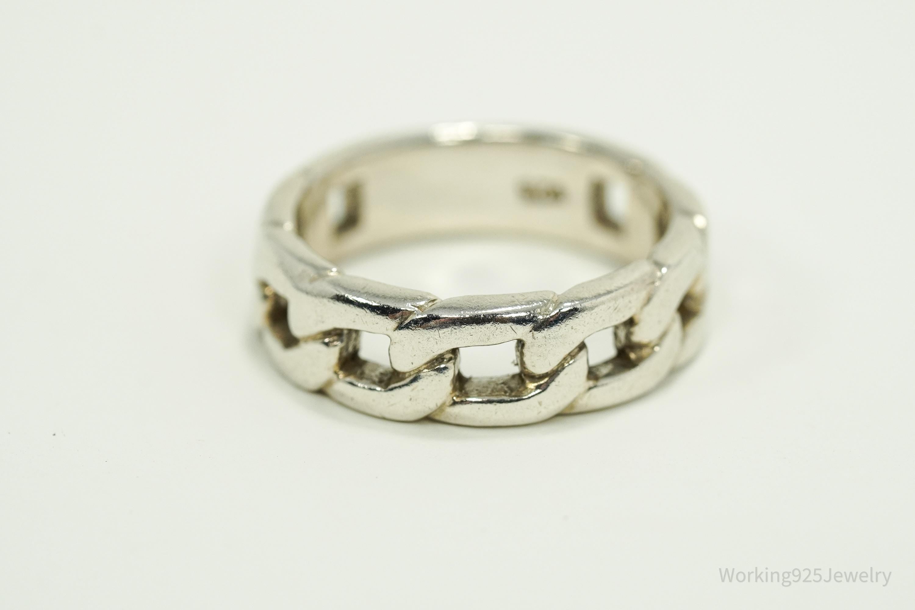 Vintage Chainlink Sterling Silver Ring - Size 8