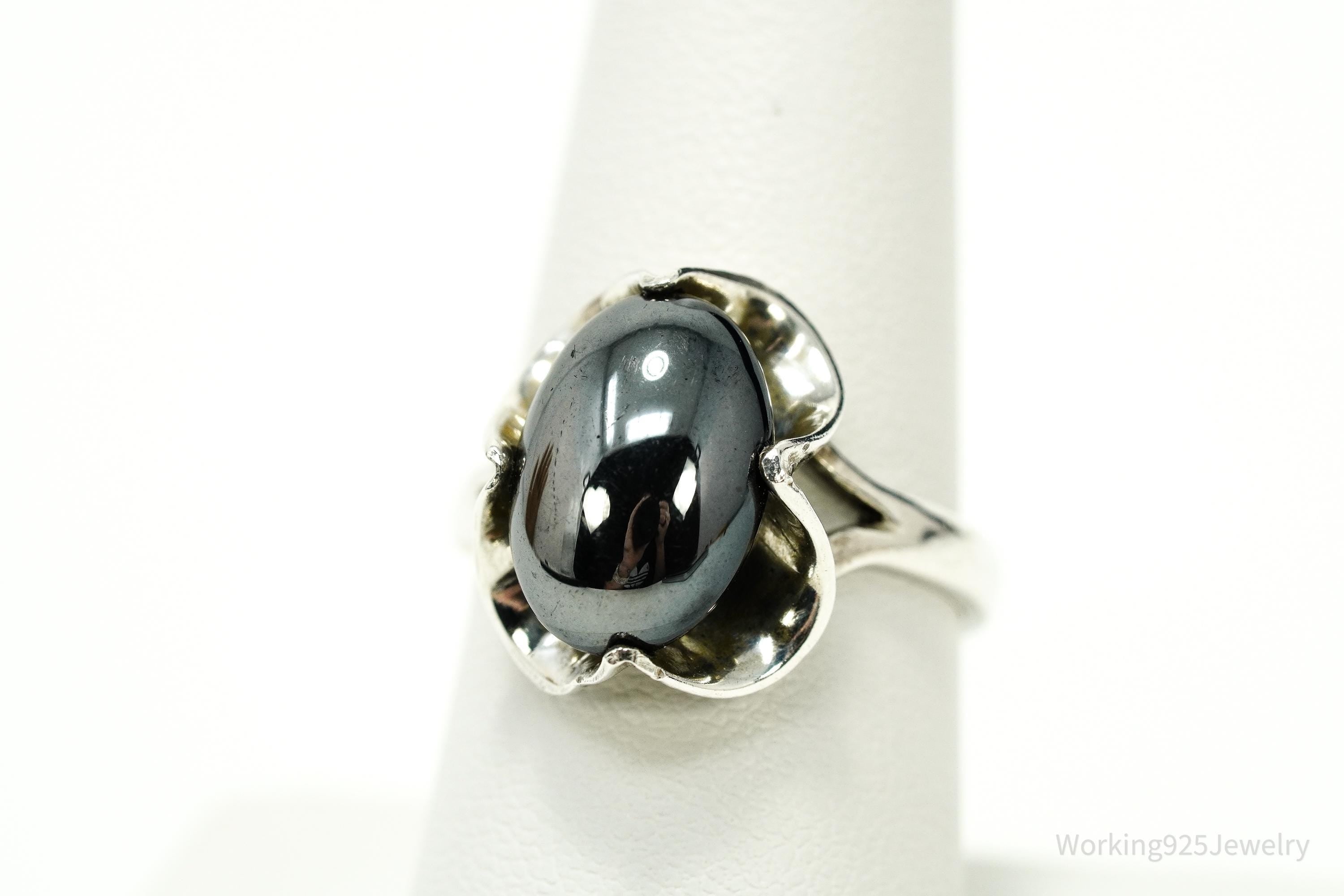 Vintage Hematite Sterling Silver Ring - Size 8