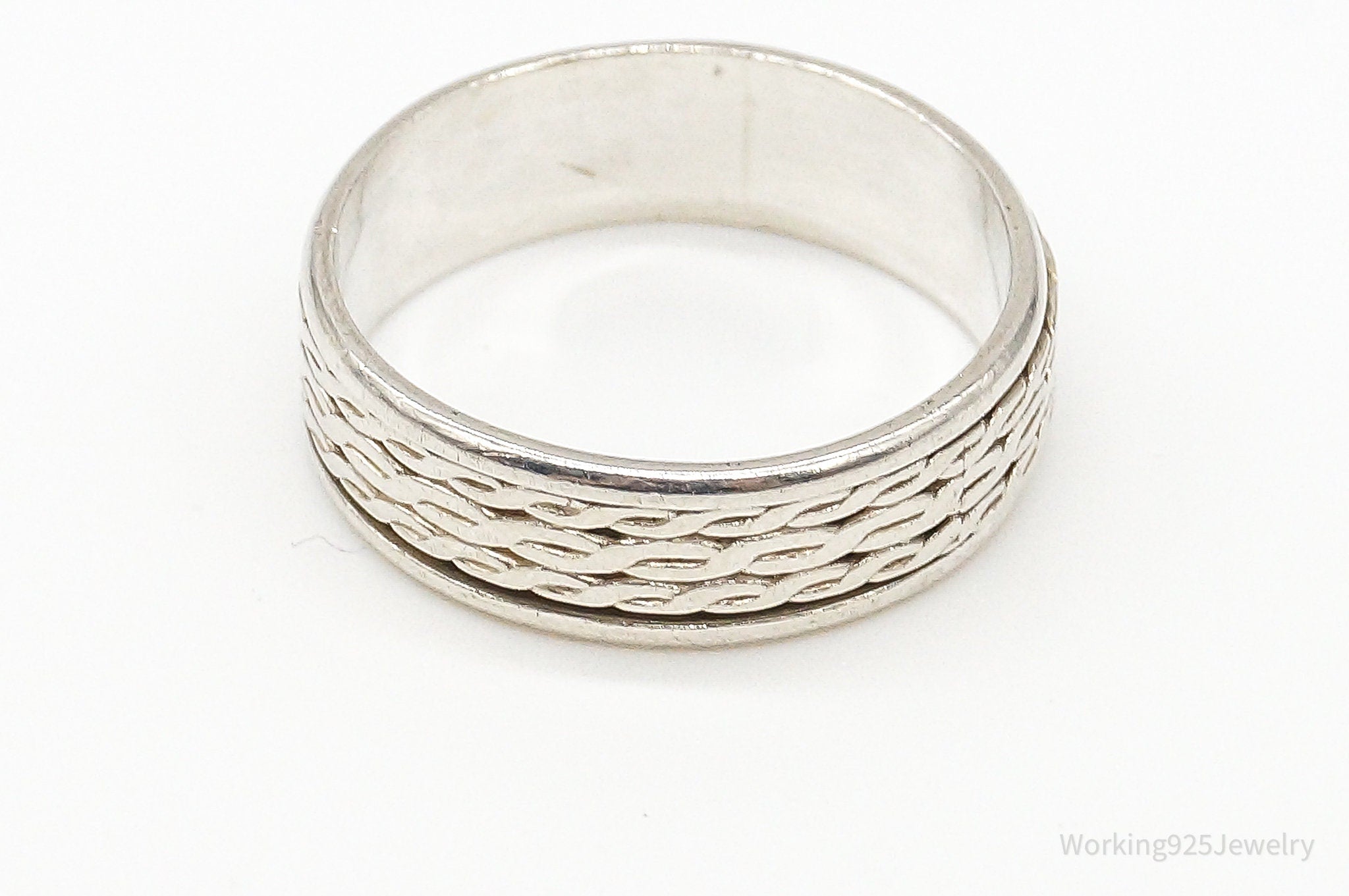 Vintage Wire Tread Sterling Silver Spinner Band Ring Size 7.5