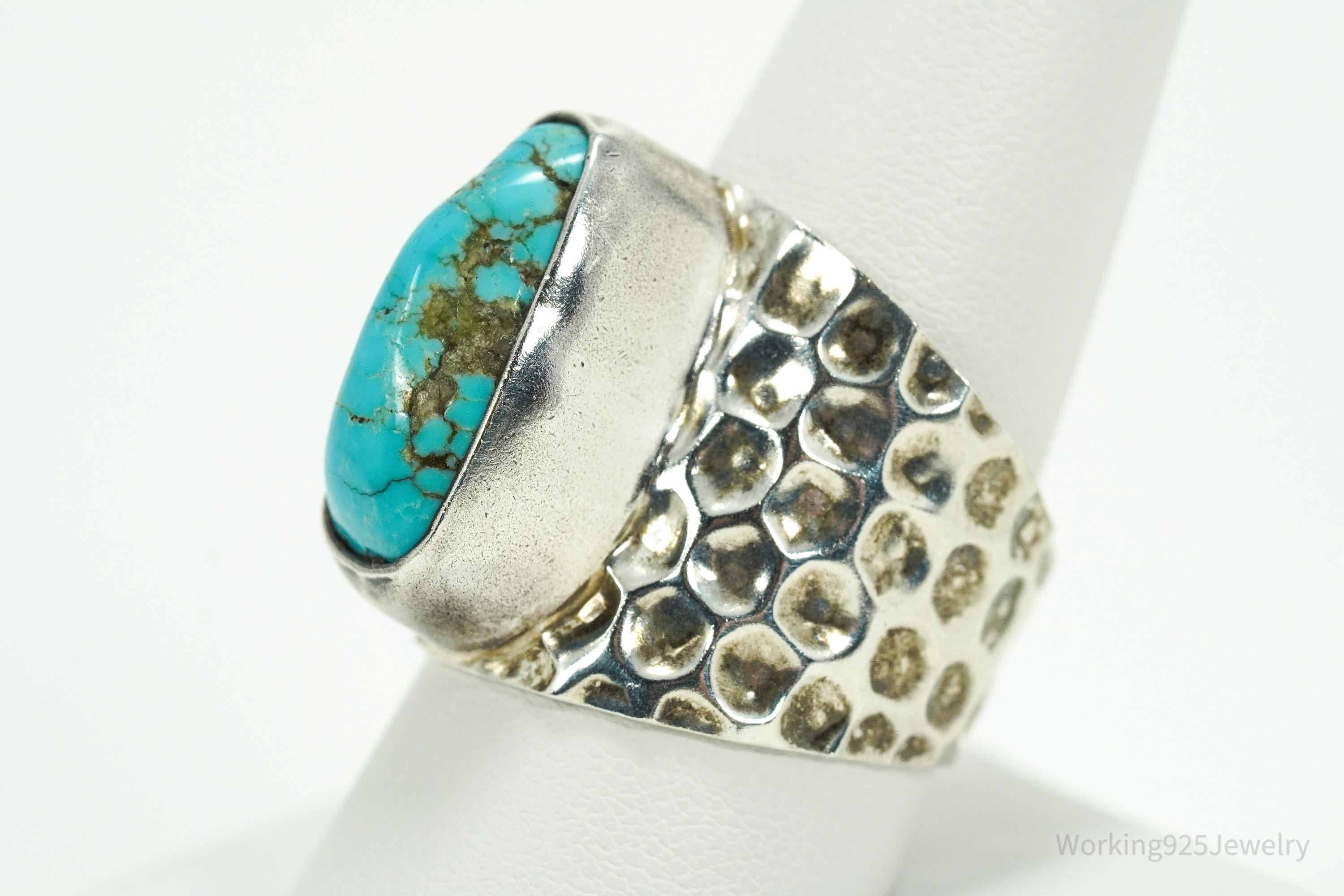 Vintage Designer Madeline Andree Turquoise Sterling Silver Ring - Size 10