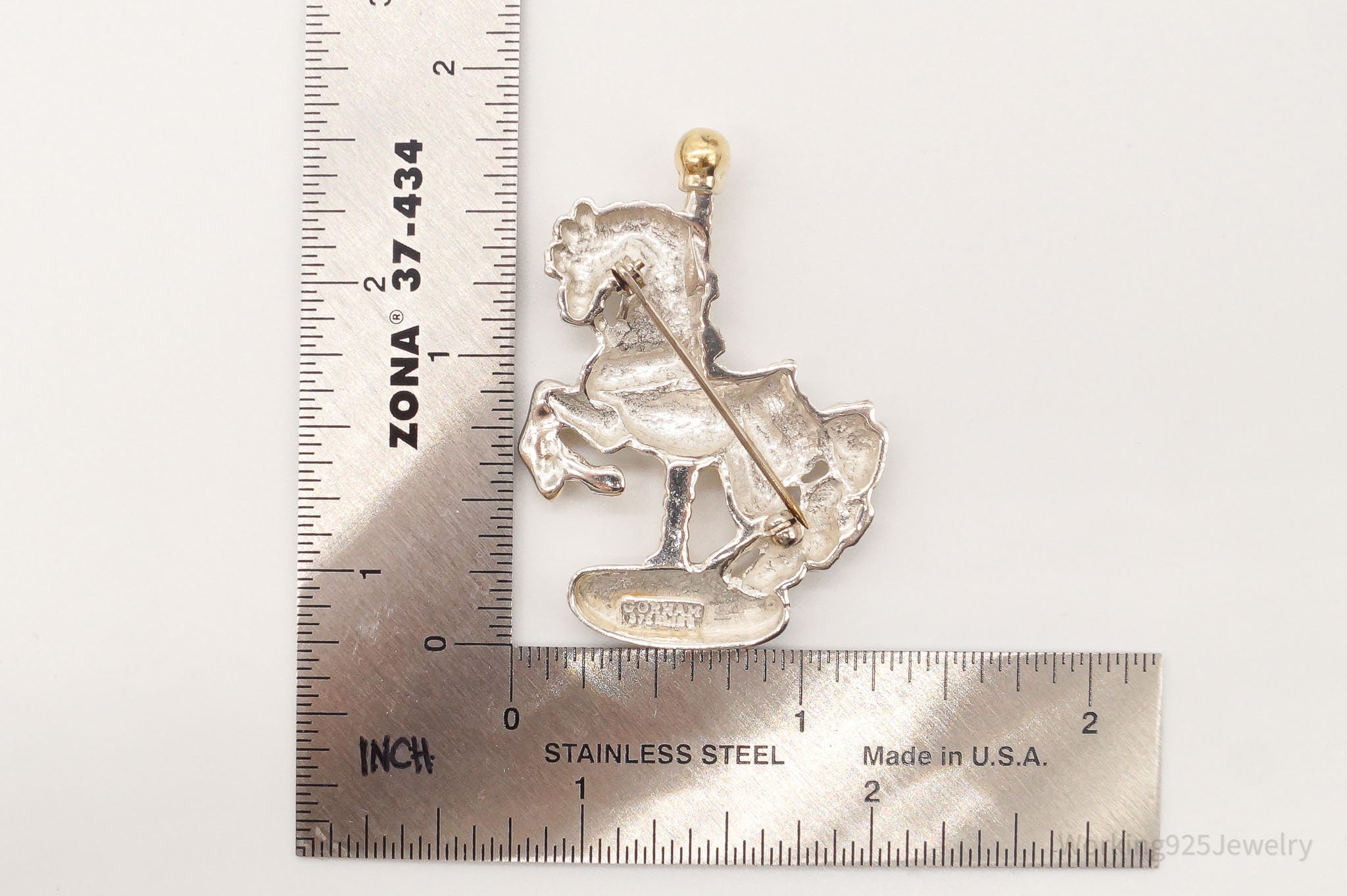 Vintage Gorham Merry-Go-Round Carousel Horse Gold Vermeil Sterling Silver Pin