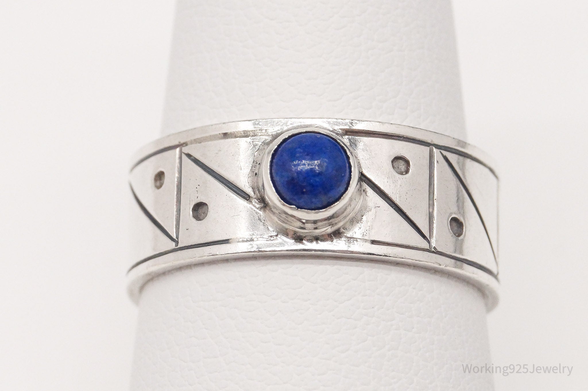 Vintage Lapis Lazuli Sterling Silver Ring - Size 8.5