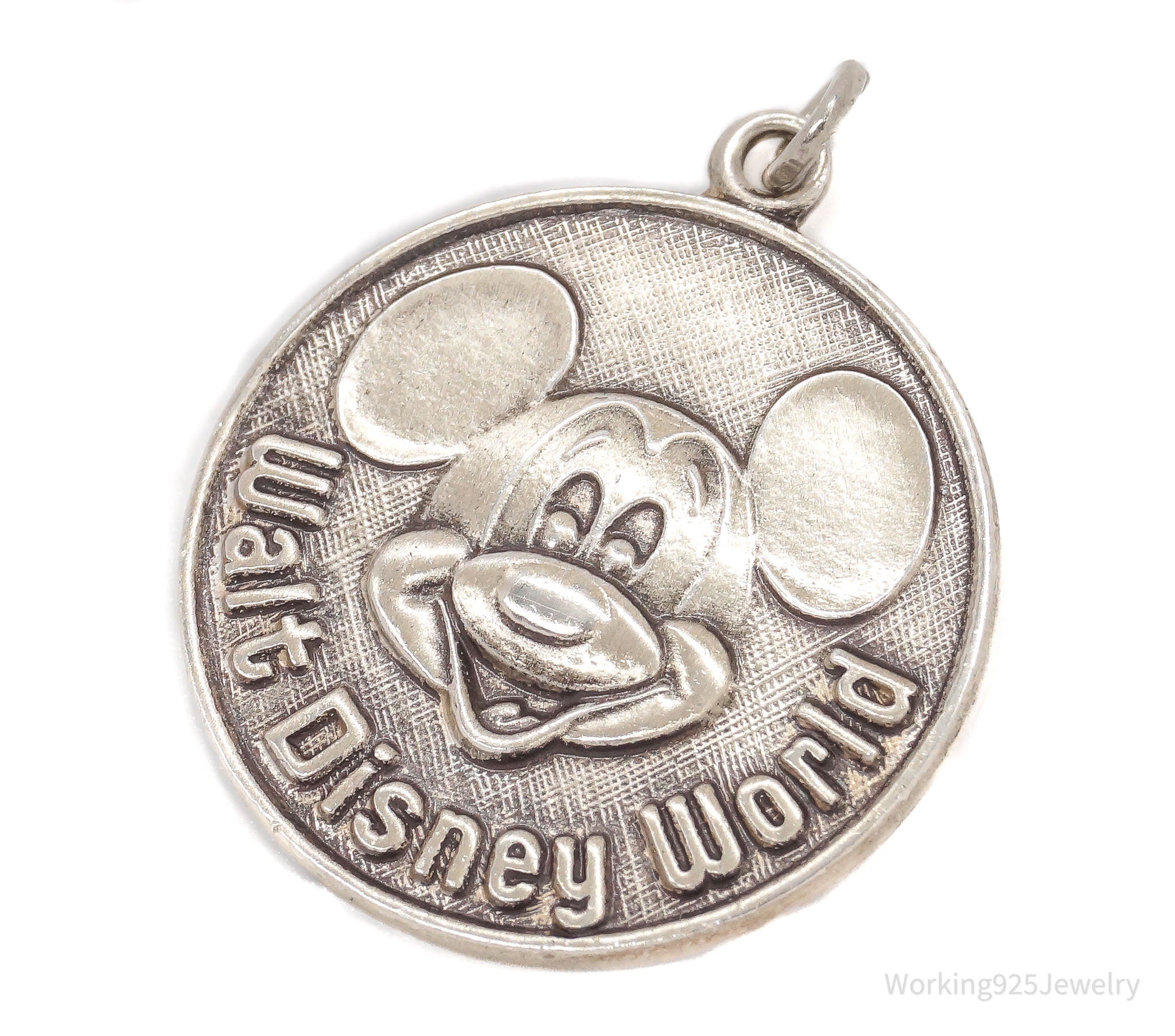 Large Vintage Walt Disney World Mickey Mouse Sterling Silver Pendant