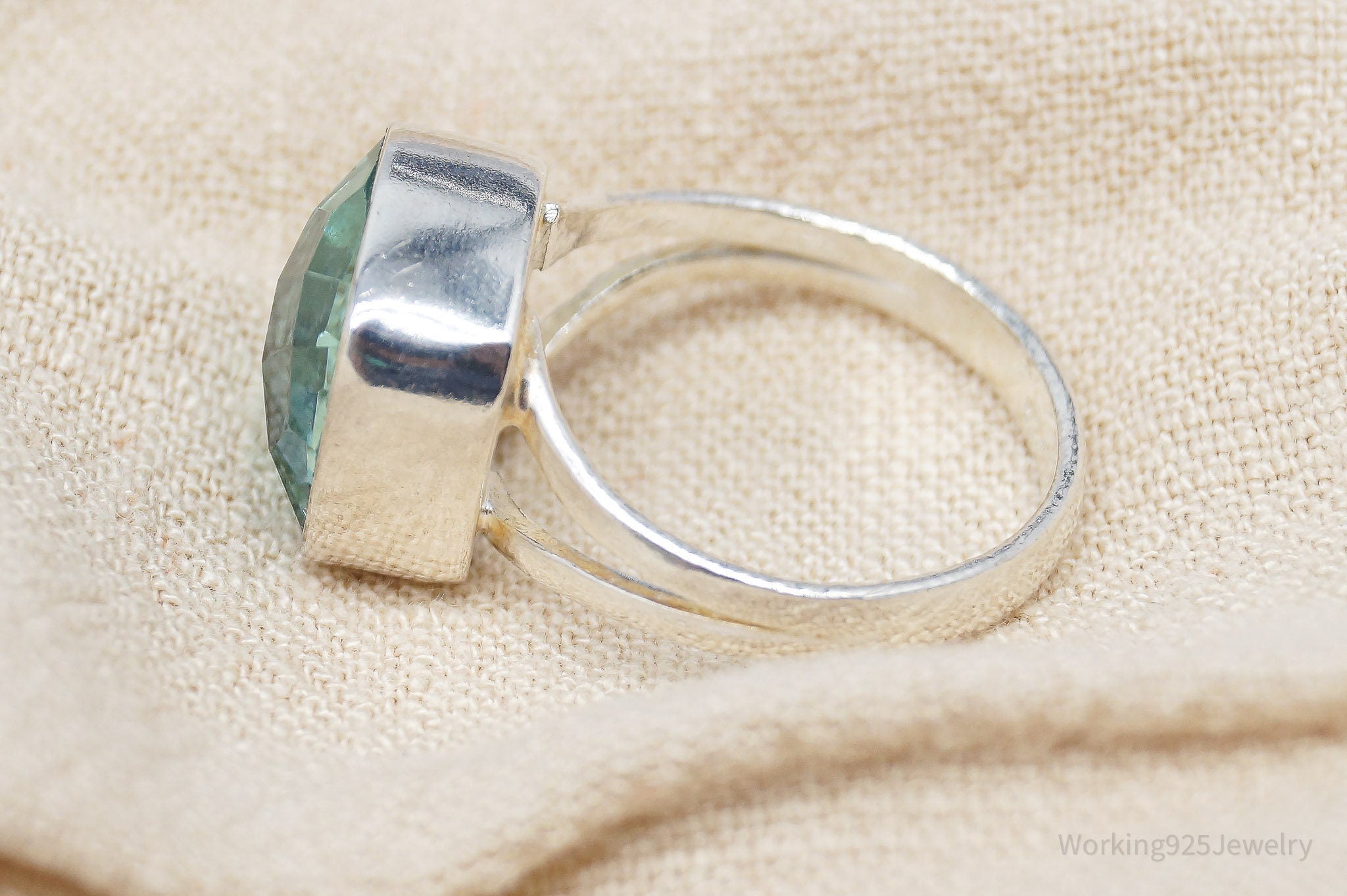 Vintage Teal Stone Sterling Silver Ring - Size 7.5