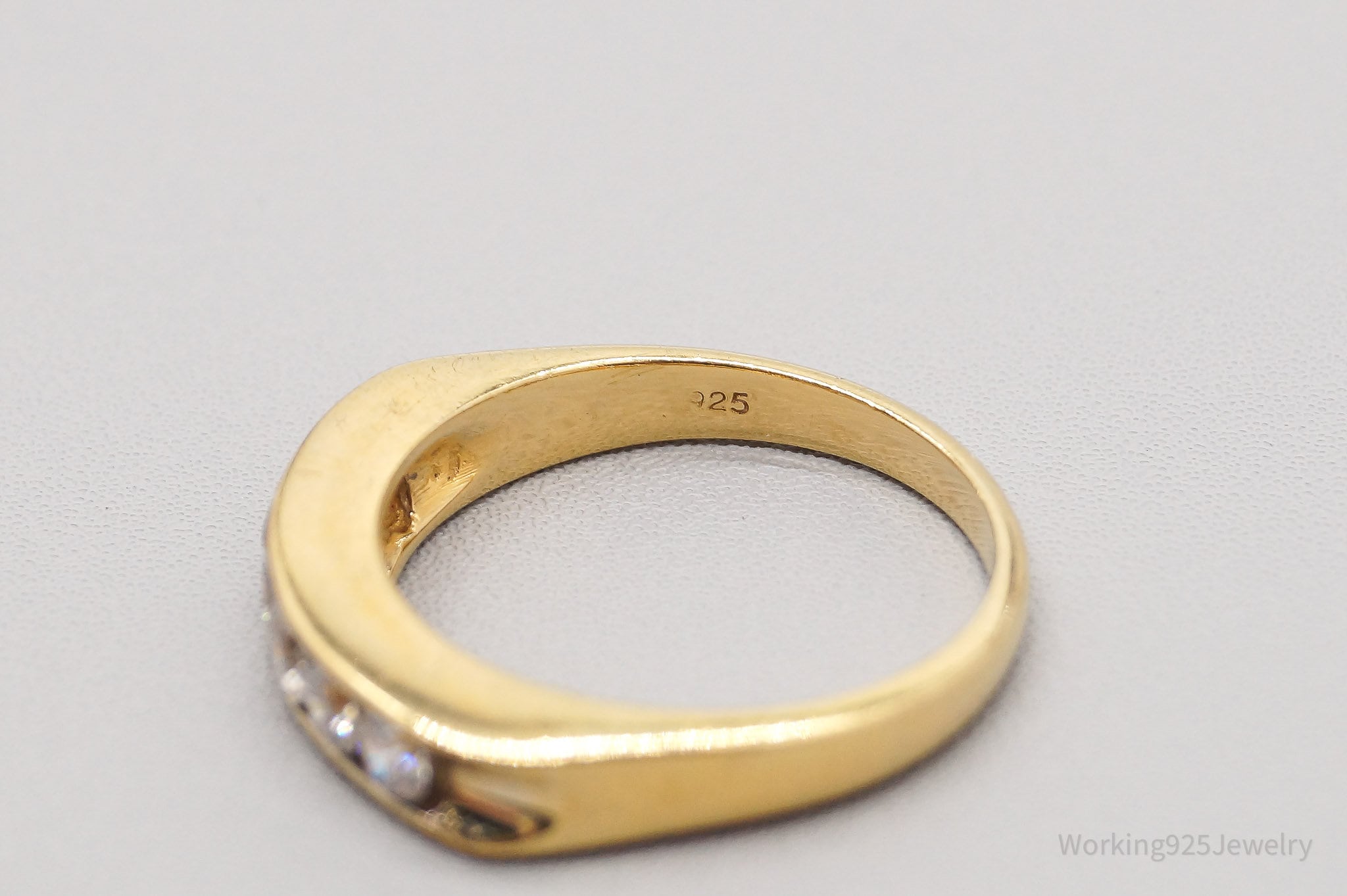 Vintage Cubic Zirconia Gold Vermeil Sterling Silver Ring - Size 7.25