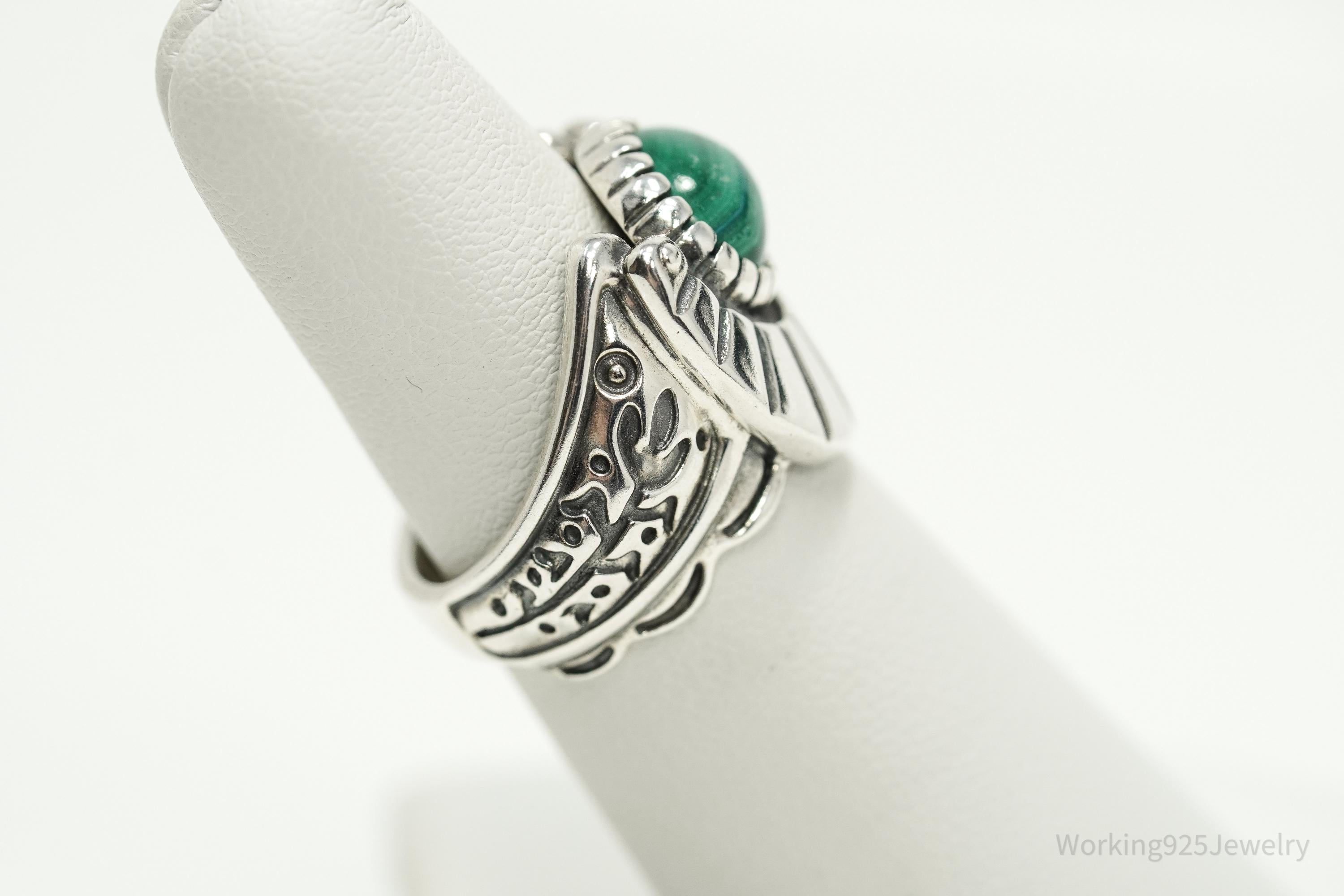 Vintage Carolyn Pollack Relios Fritz Malachite Sterling Silver Ring - Size 6.25