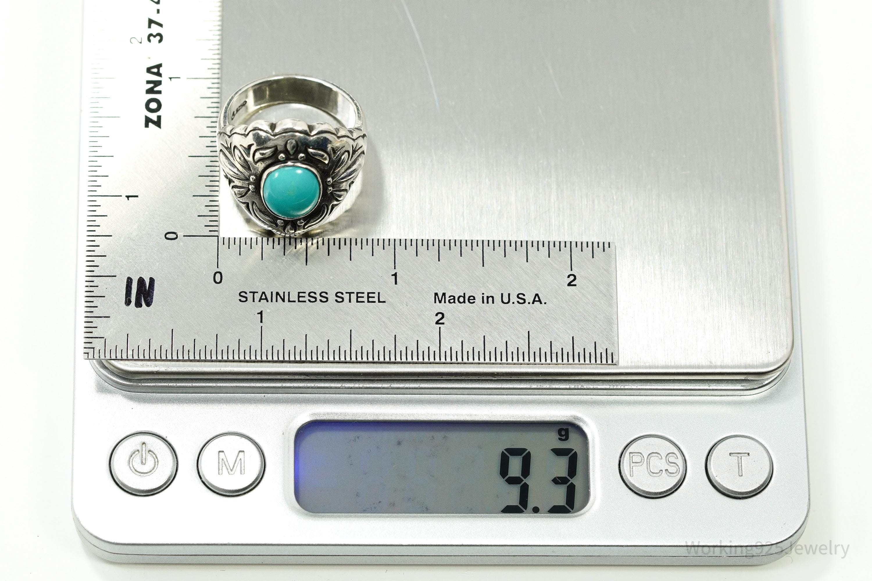 Vintage Native Carolyn Pollack Turquoise Sterling Silver Ring - Size 8