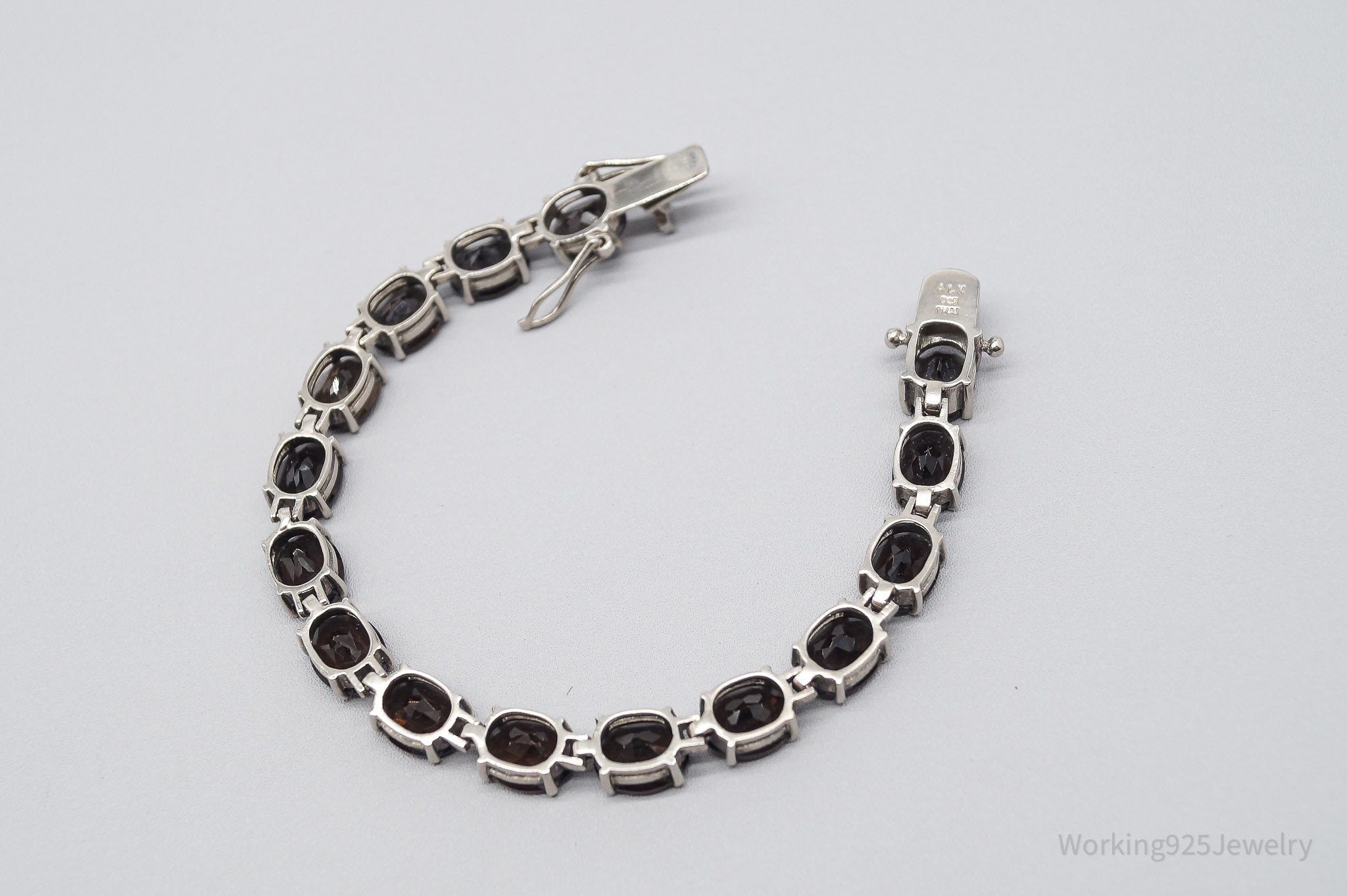 Vintage ALX Smoky Topaz Sterling Silver Bracelet 7 7/8"