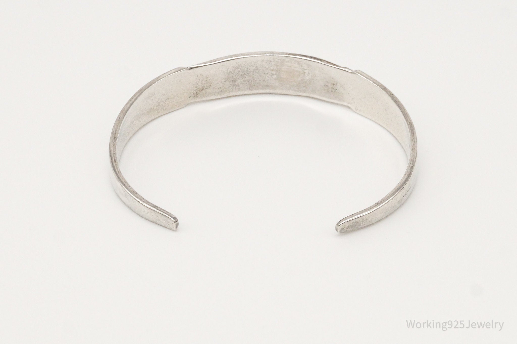 Antique Initials Name Plate Sterling Silver Cuff Bracelet