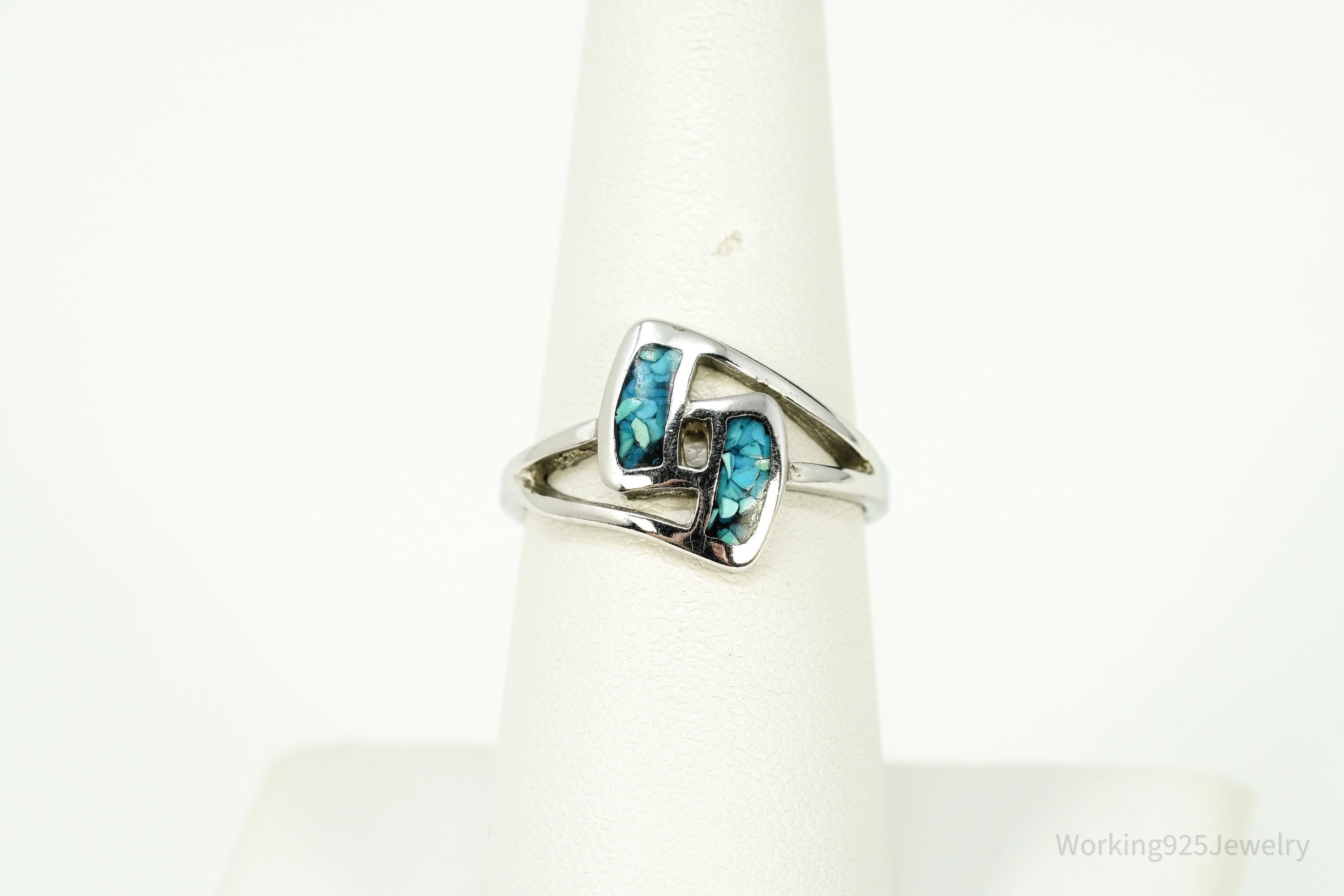 Vintage Native American Turquoise Sterling Silver Ring - Size 7