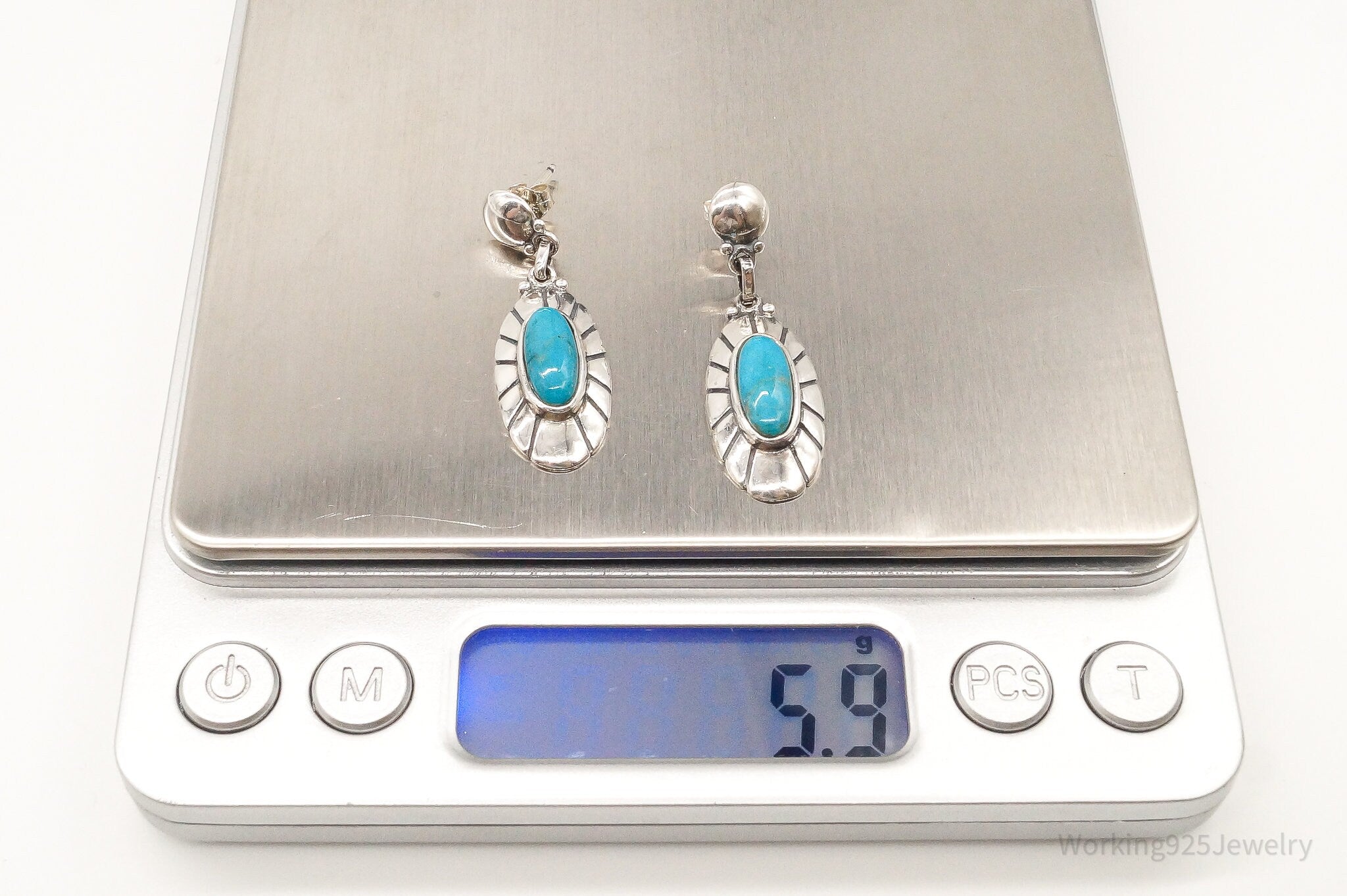 Vintage Southwestern Turquoise Sterling Silver Earrings