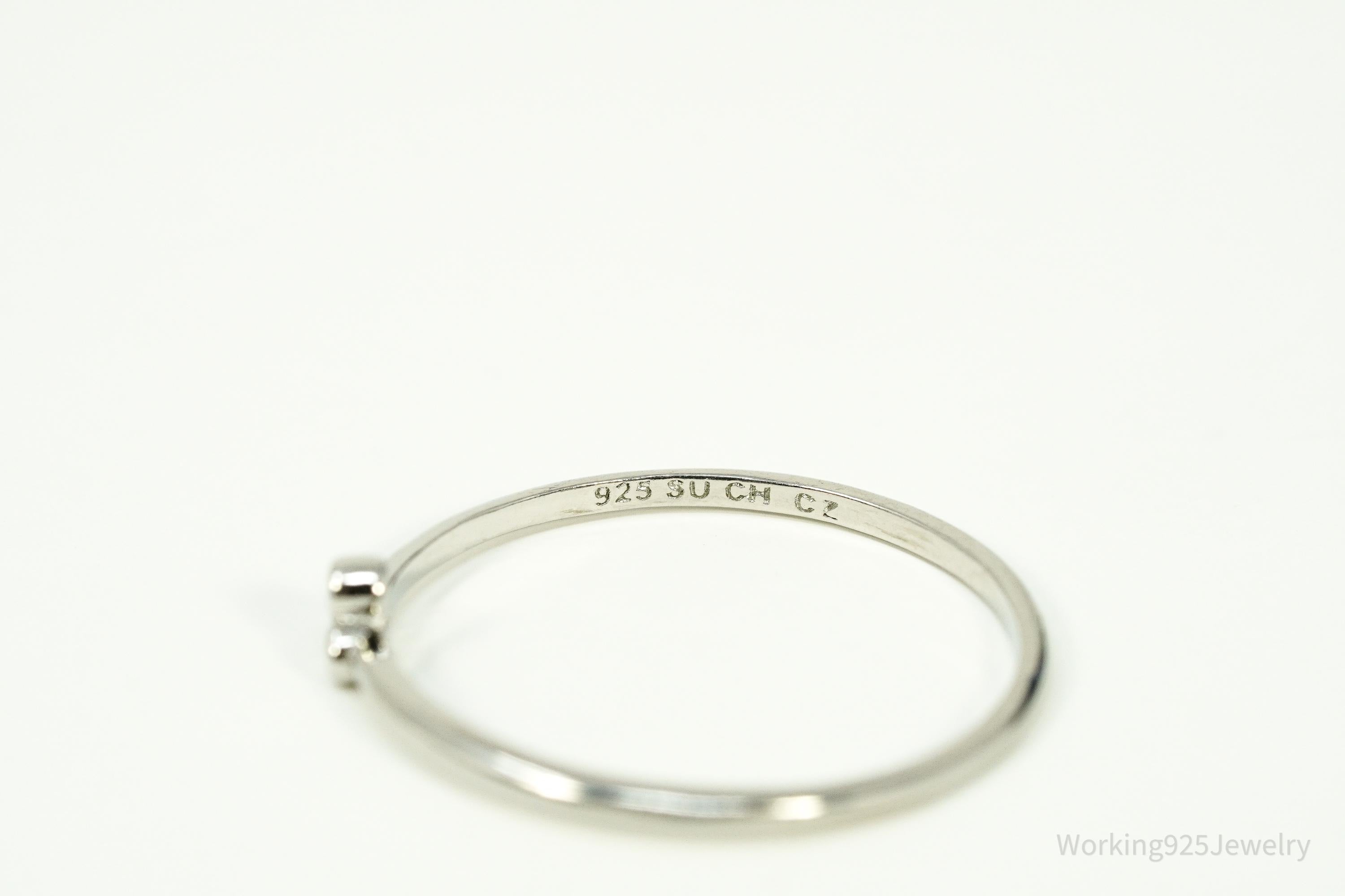 Vintage Cubic Zirconia Sterling Silver Ring Size 8.25