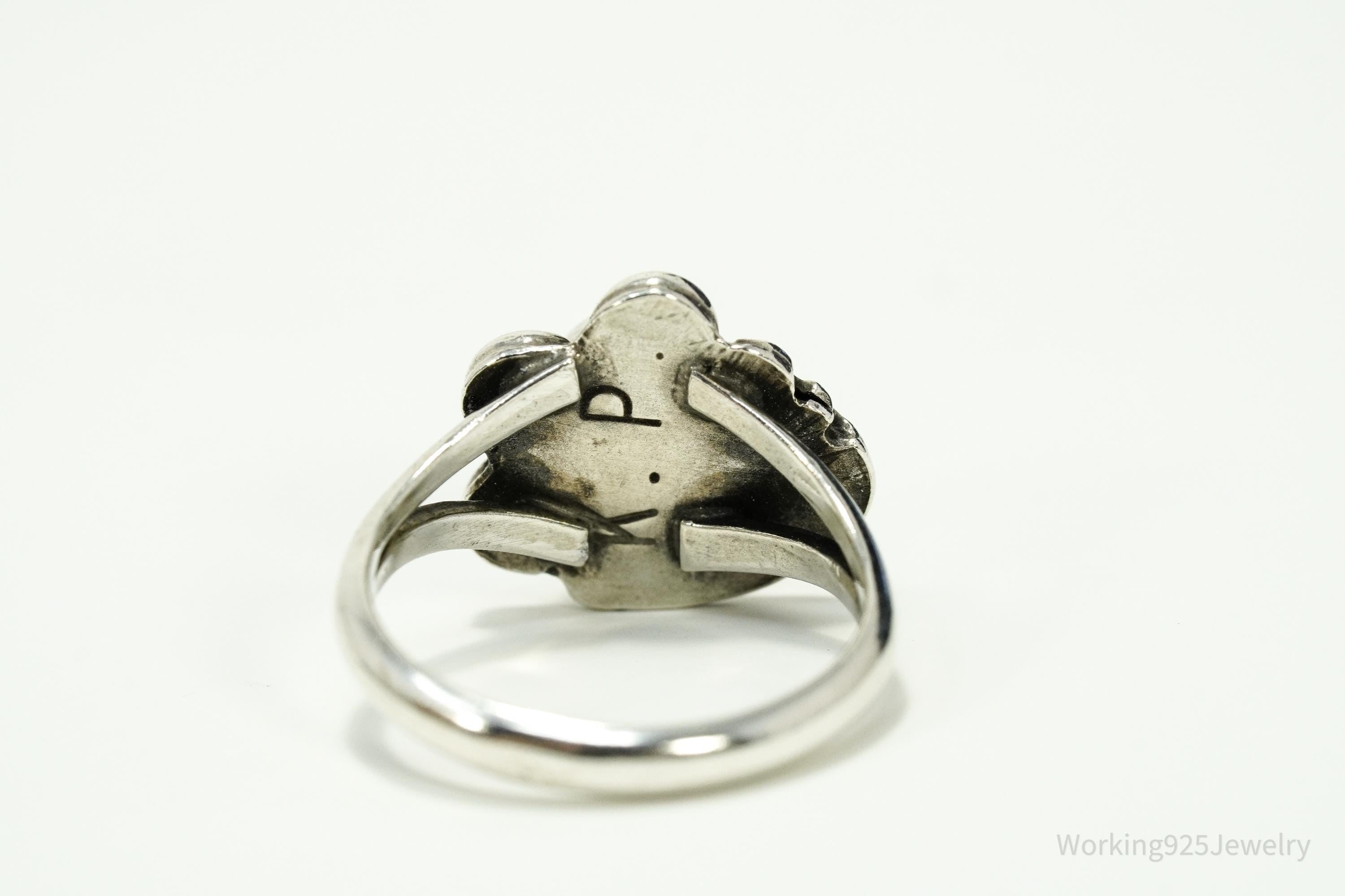 Vintage Native American Turquoise Sterling Silver Ring - Size 4.75