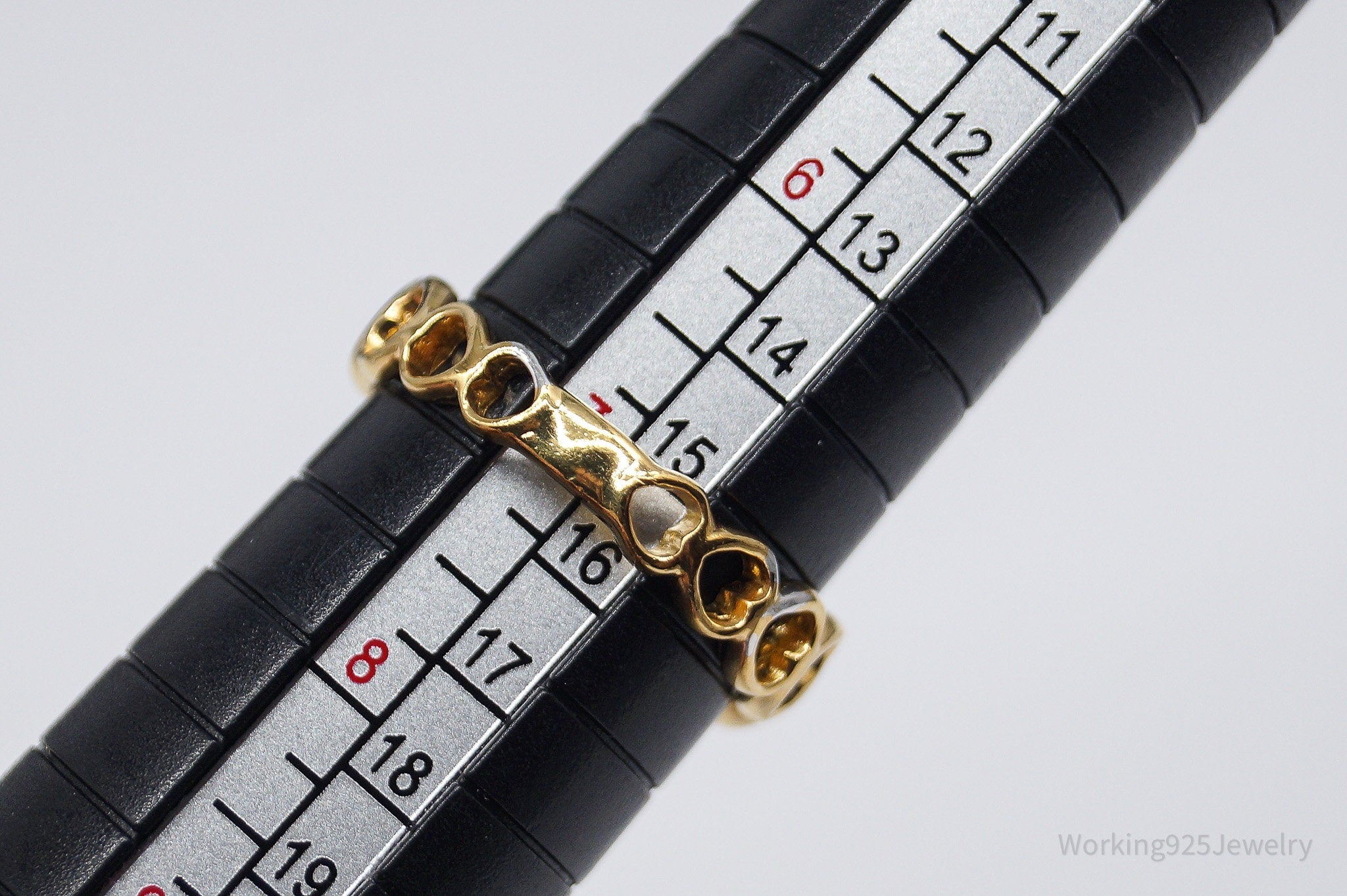 RARE VTG Franklin Mint Diamond & White Sapphires Gold Over Sterling Silver Ring SZ 7