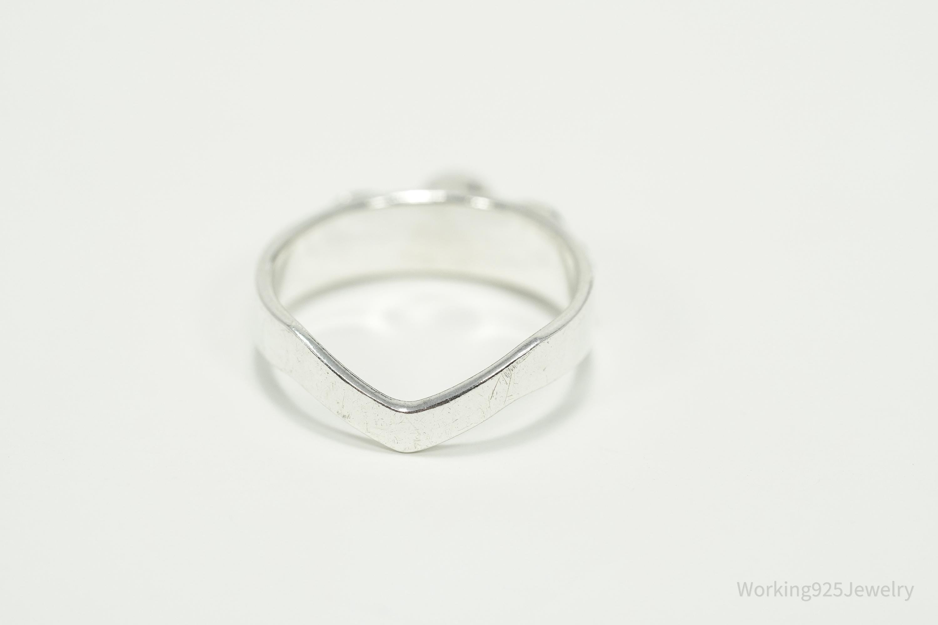 Vintage White Pearl Silver Ring - Size 6