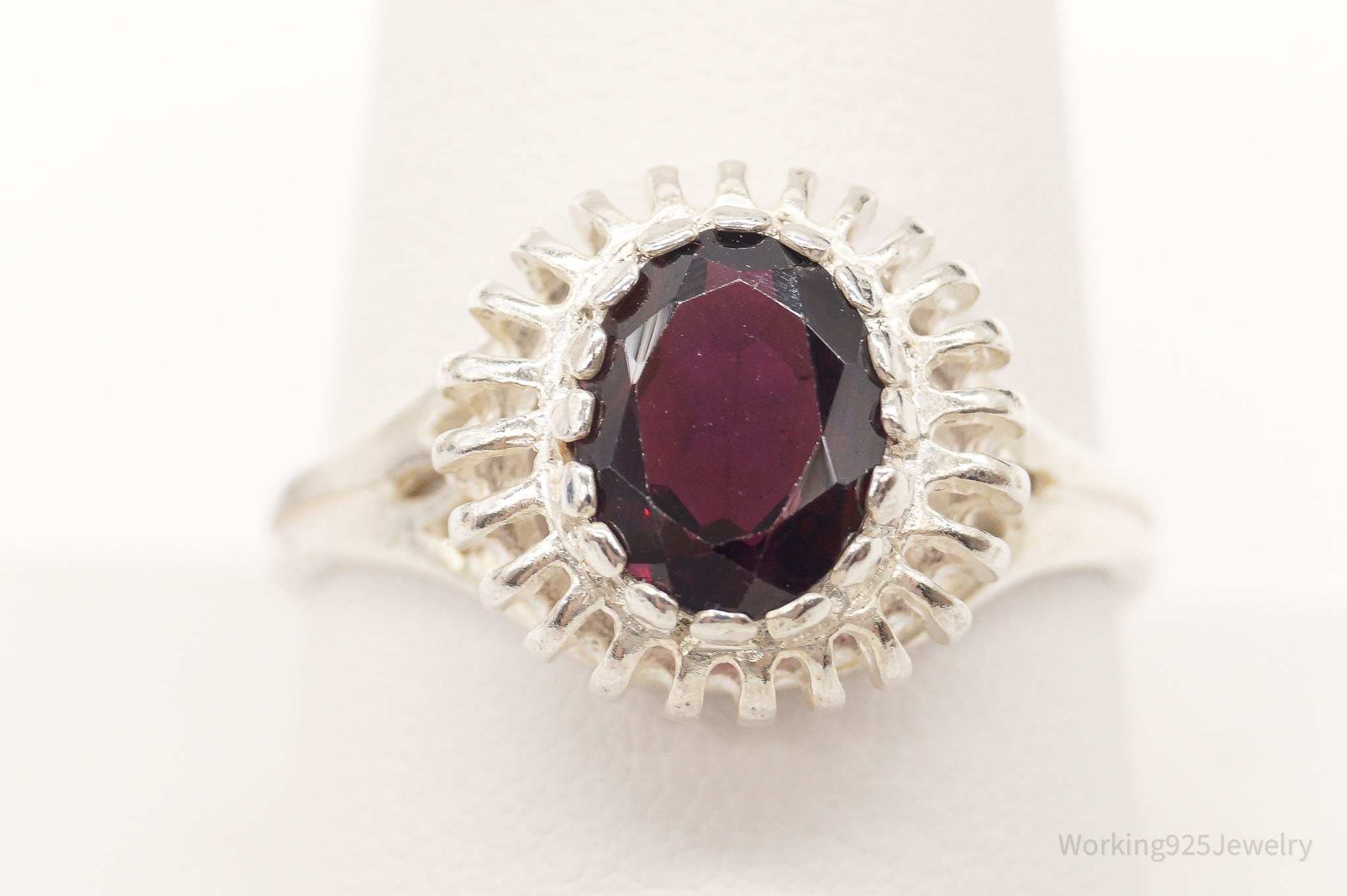 Vintage Rhodolite Garnet Sterling Silver Ring - Size 9.75