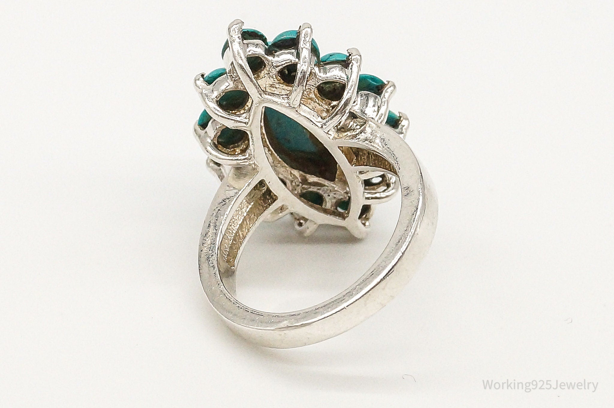 Vintage Southwestern Style Turquoise Sterling Silver Ring - Size 6.25