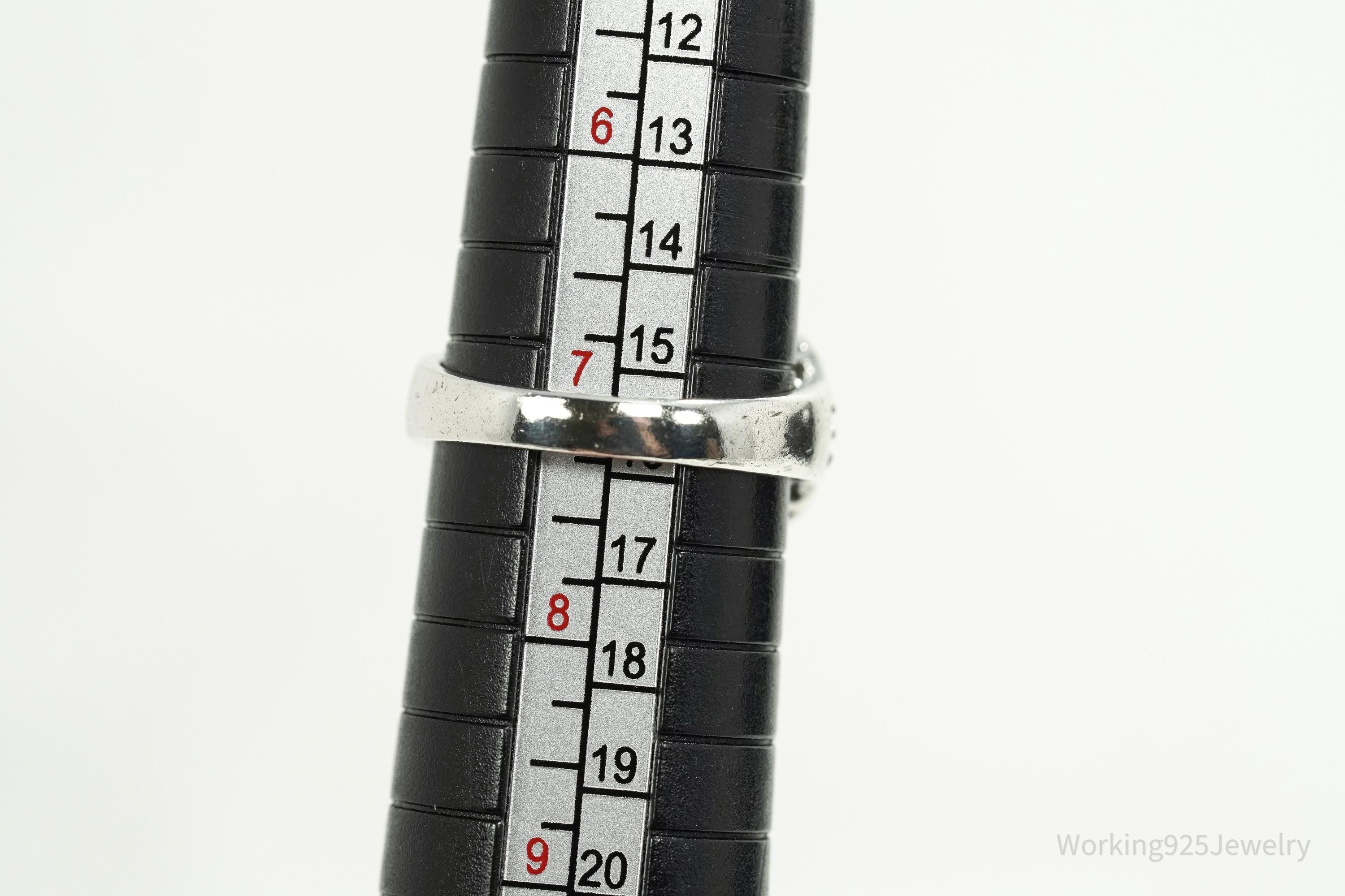 Vintage Cubic Zirconia Sterling Silver Ring - Size 7.25