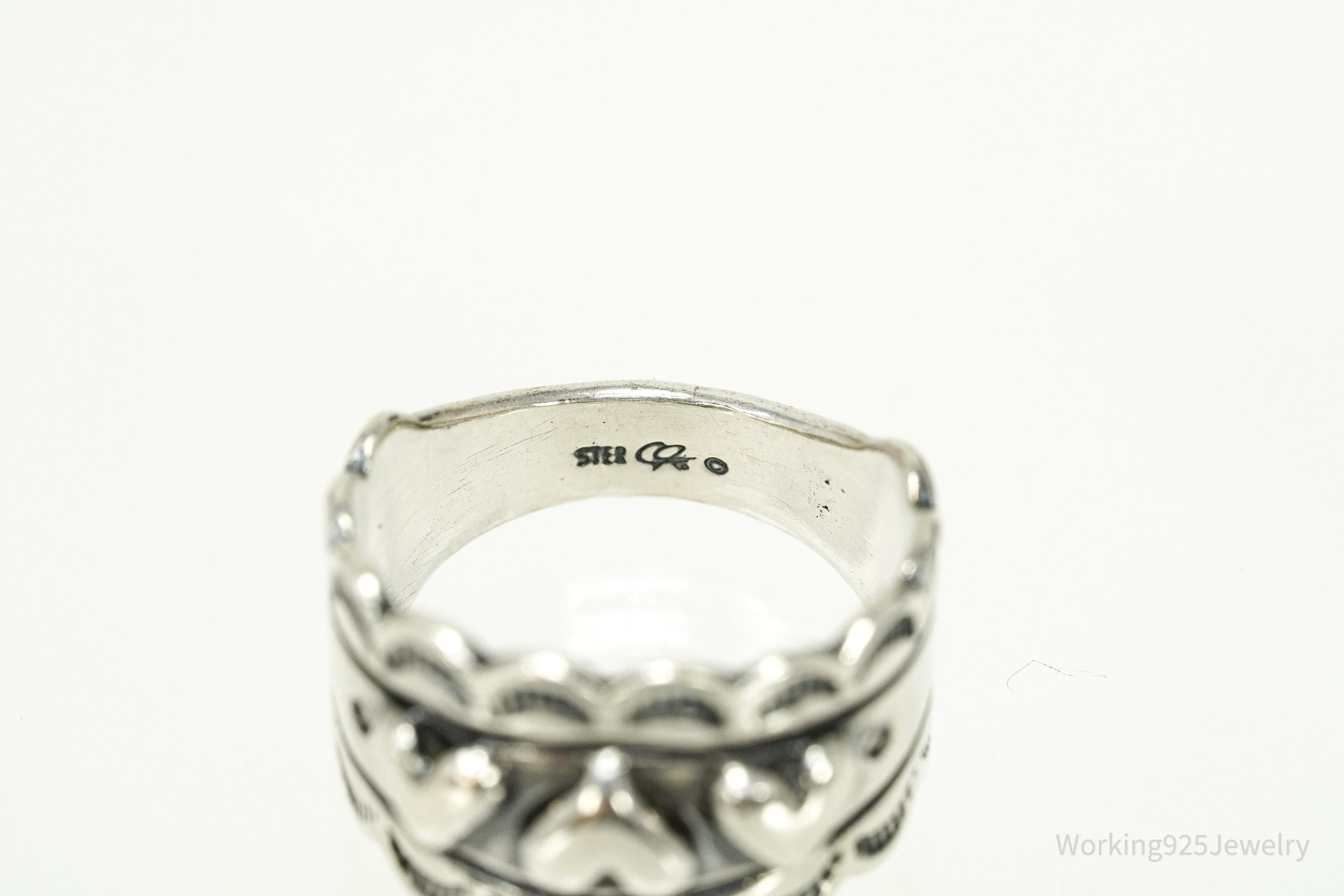 Vintage Native Carolyn Pollack Puffy Hearts Sterling Silver Ring - Size 9.25