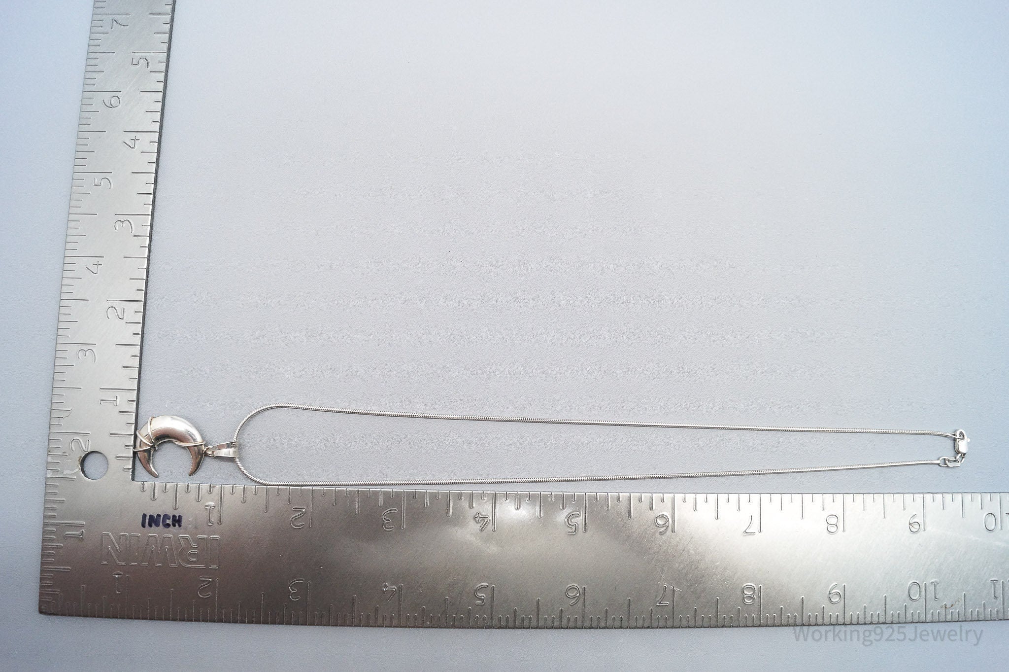 Vintage Crescent Moon Sterling Silver Necklace 18"