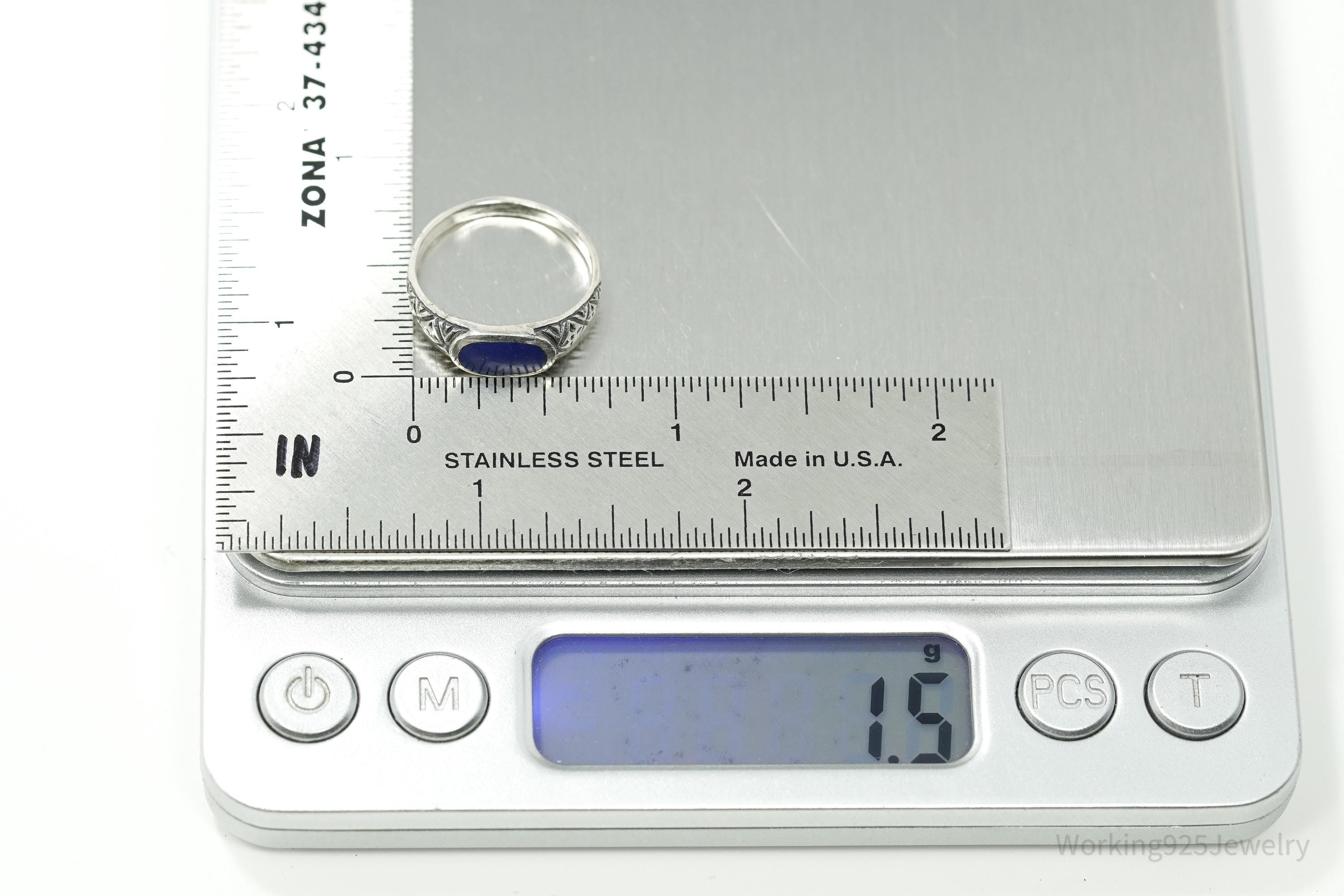 Vintage Lapis Lazuli Sterling Silver Ring - Size 6.75