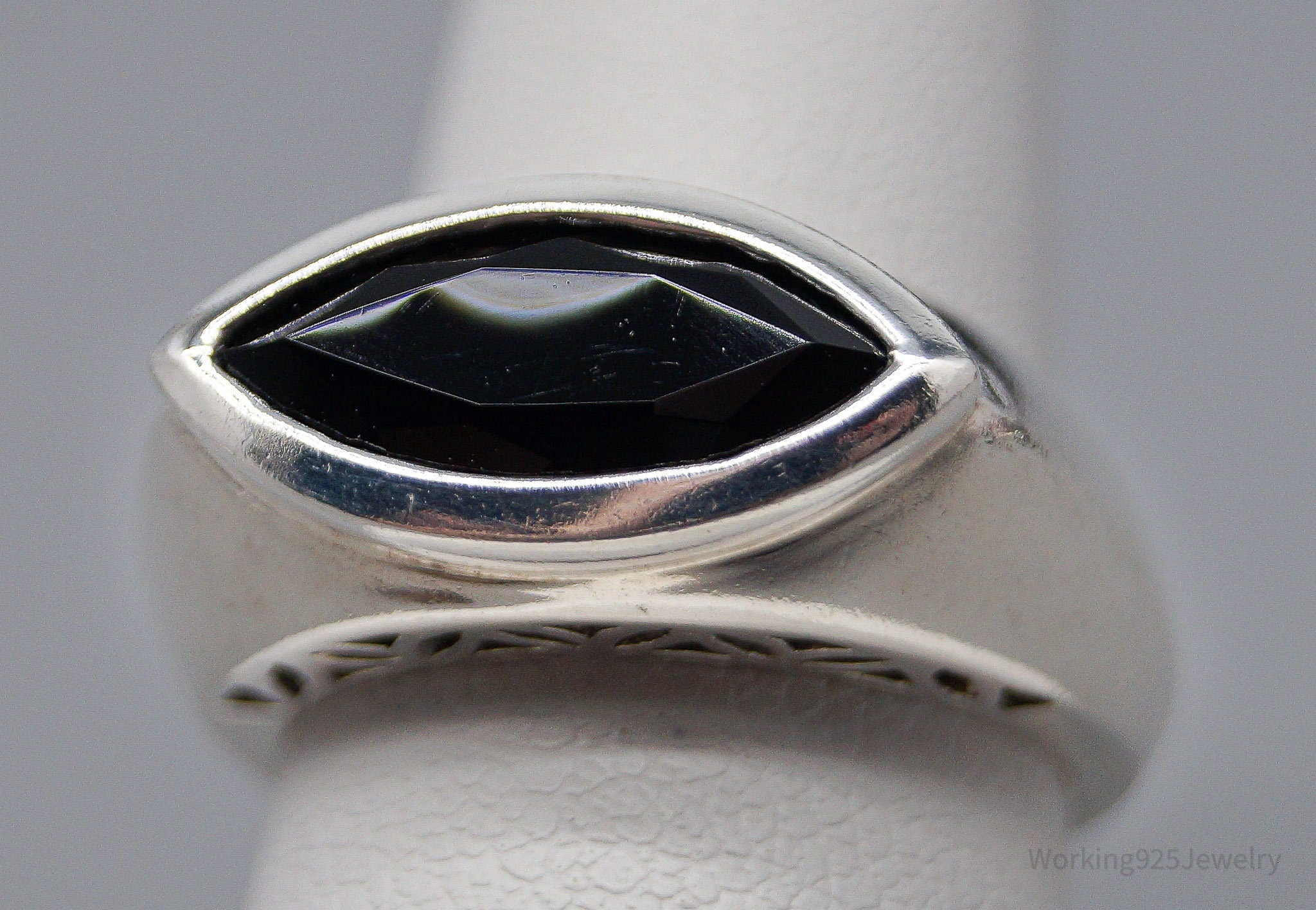 Vintage Black Onyx Sterling Silver Ring - Size 6