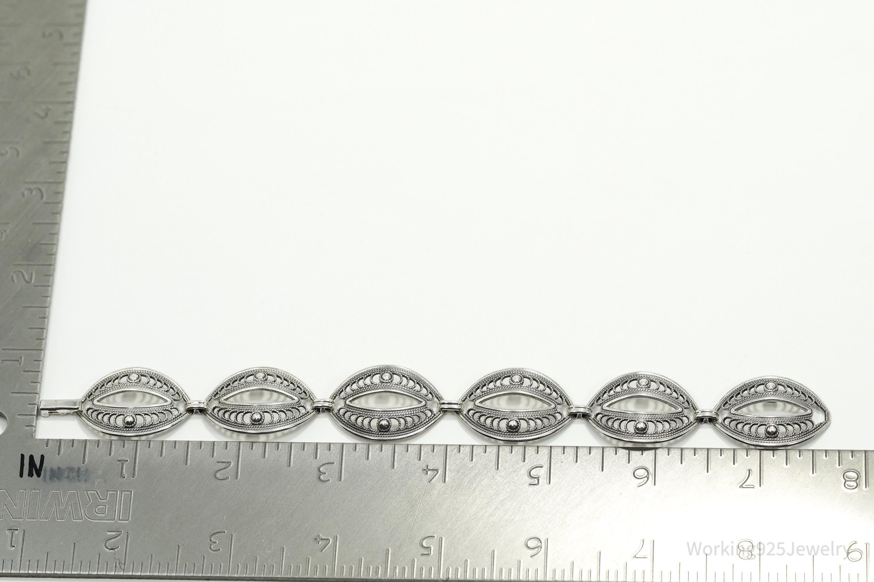 Vintage Danecraft Ornate Mid Century Sterling Silver Bracelet 7 5/8"