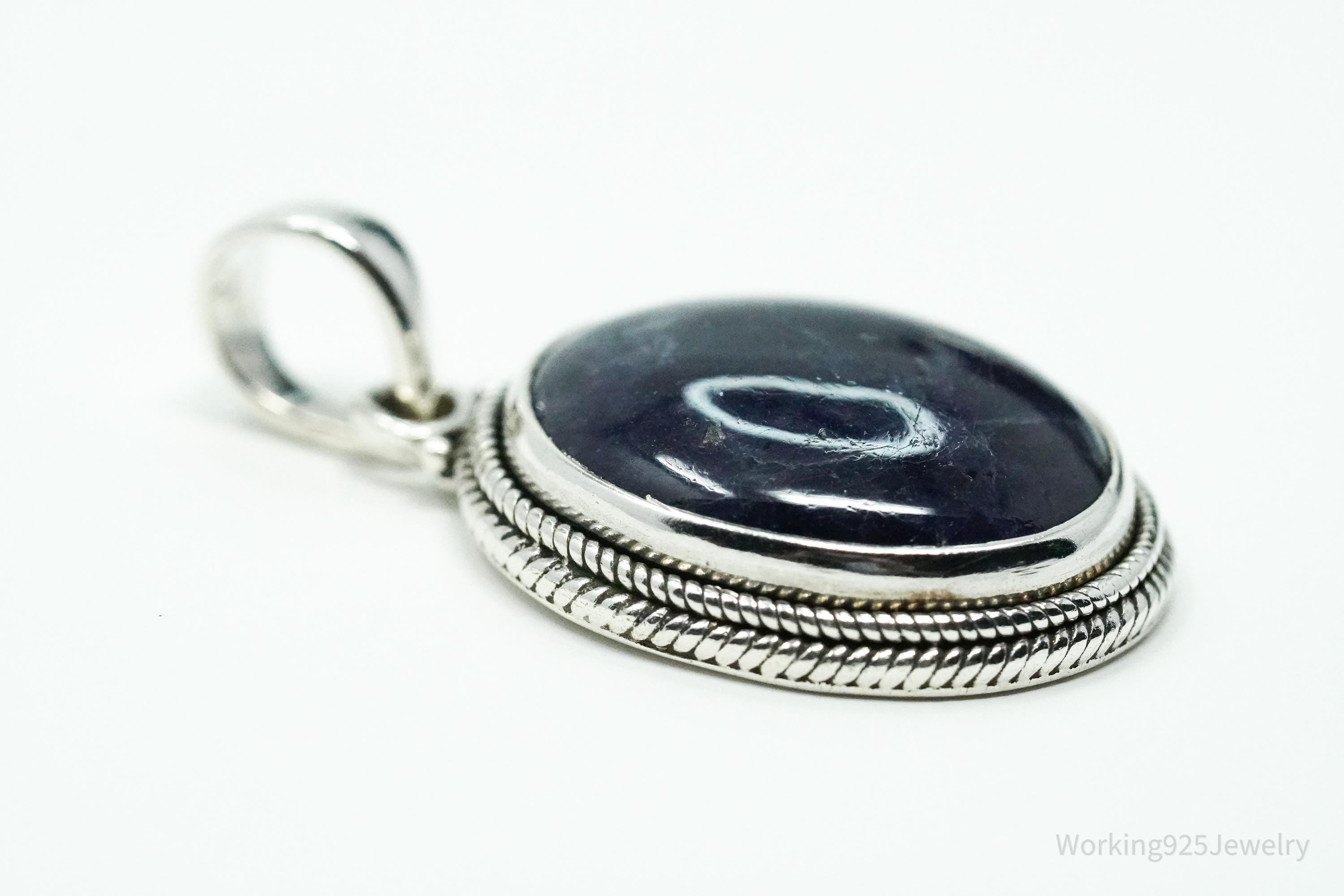 Vintage Bluish Purple Stone Sterling Silver Pendant