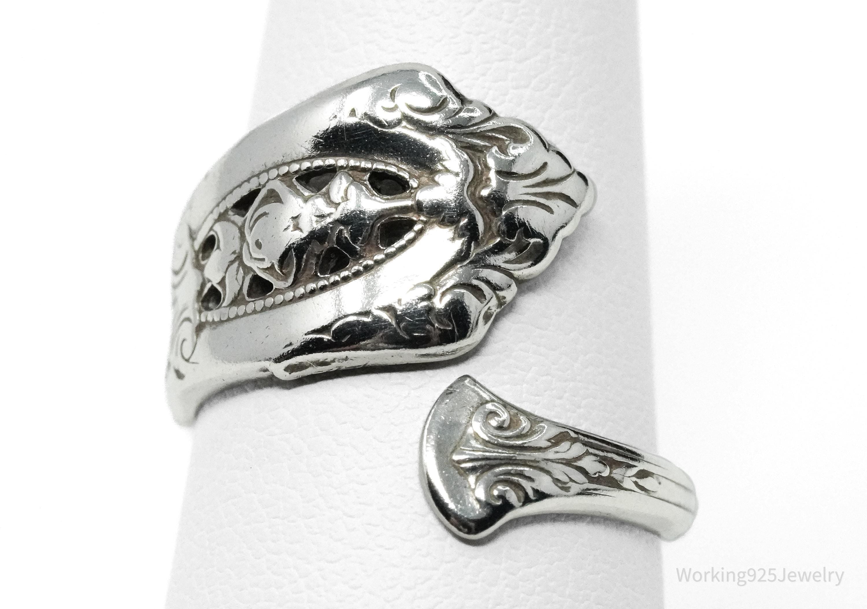 Antique Wallace Art Nouveau Sterling Silver Spoon Ring - Size 8