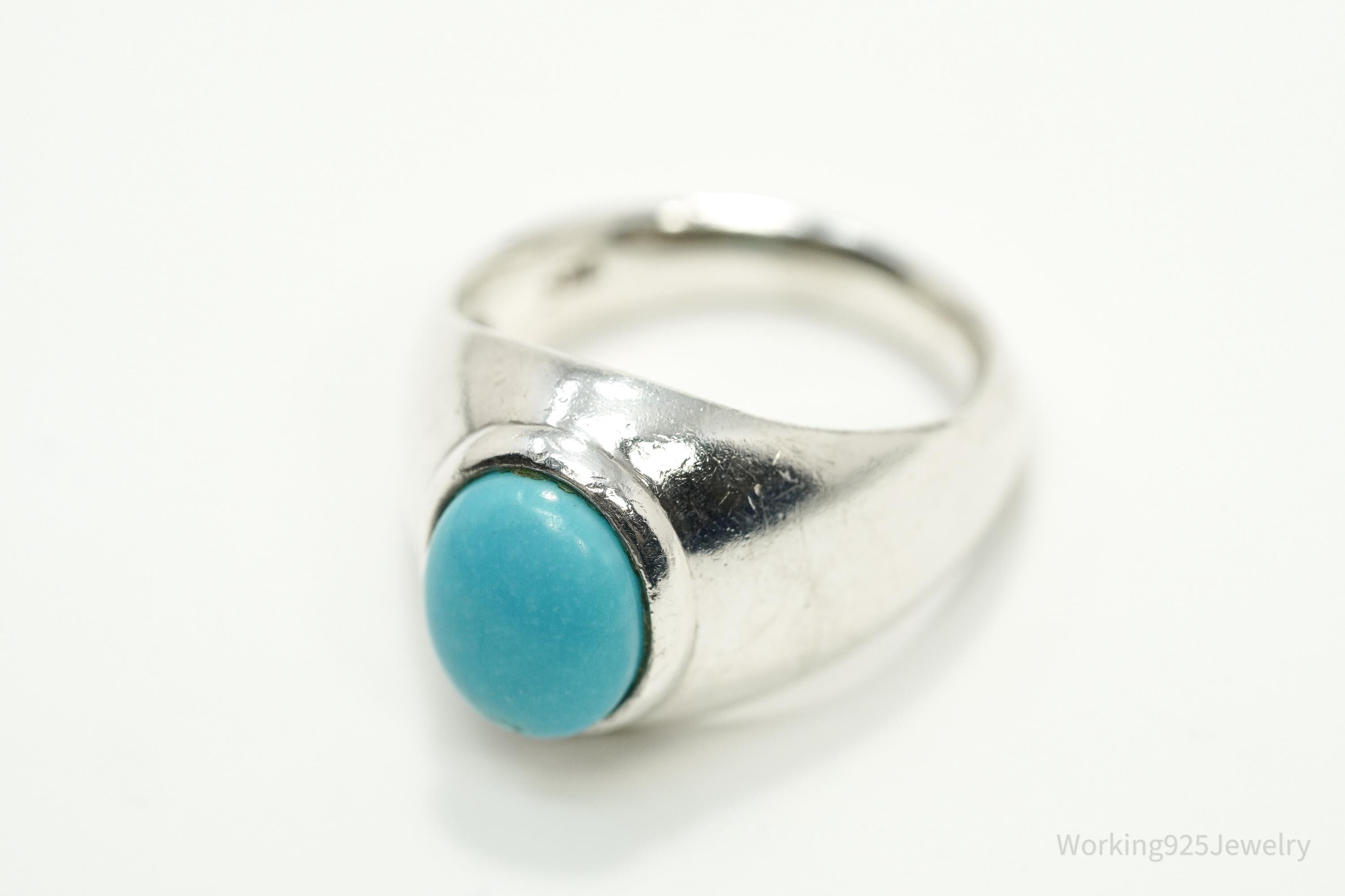 Vintage Turquoise Sterling Silver Ring - Size 7.25
