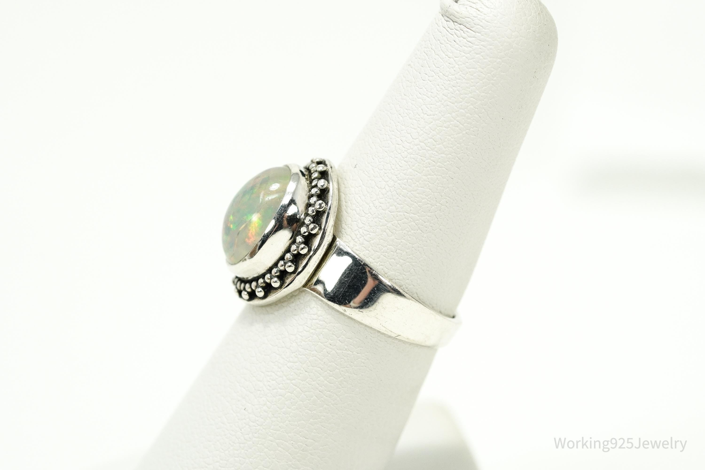 Vintage Opal Sterling Silver Ring - Size 6.5