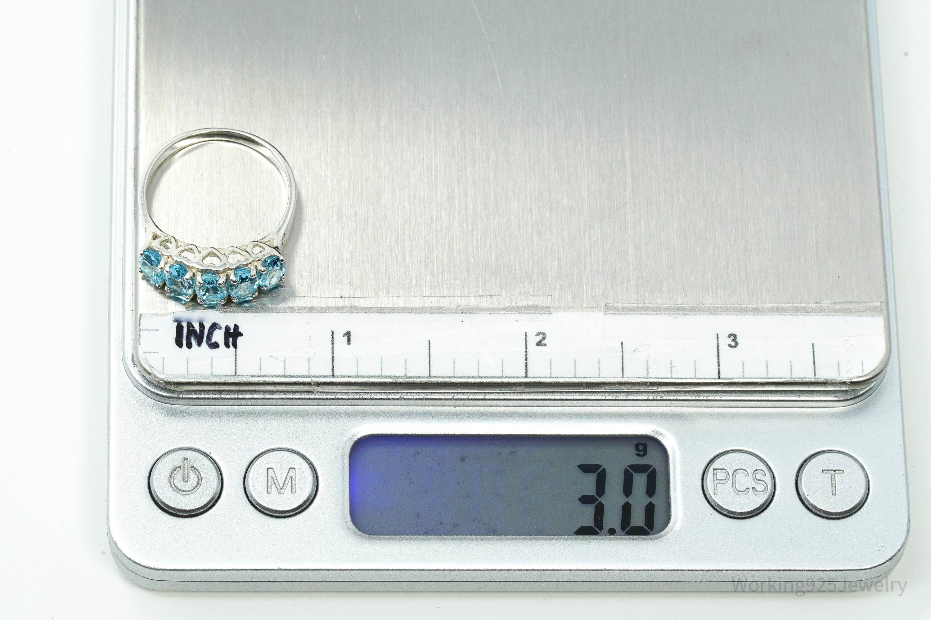 Vintage CNA Blue Topaz Sterling Silver Ring - Size 8.75