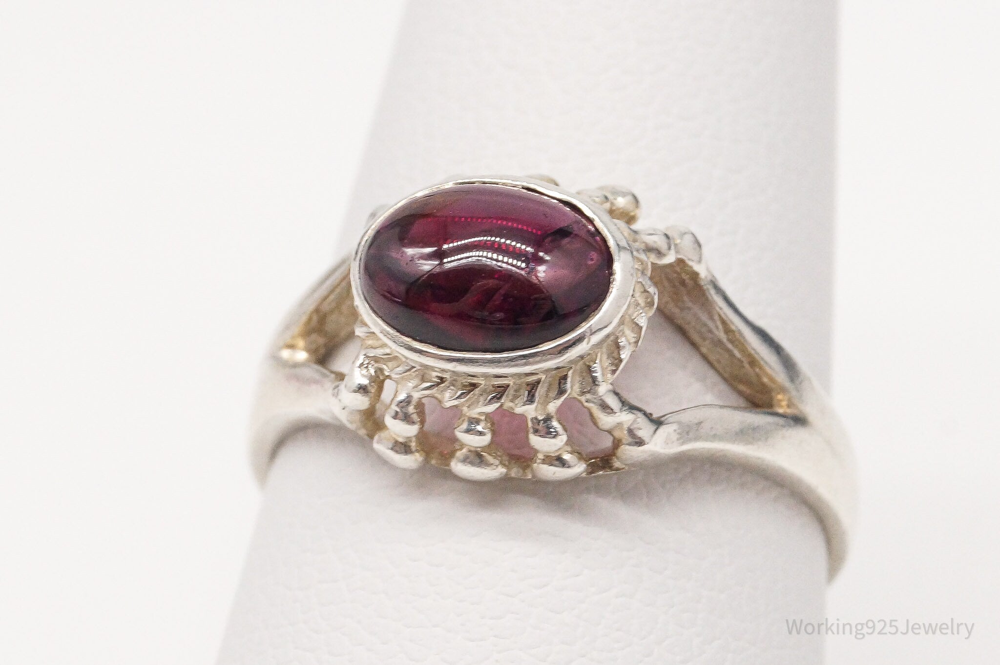 Vintage Rhodolite Garnet Sterling Silver Ring - Size 8.5