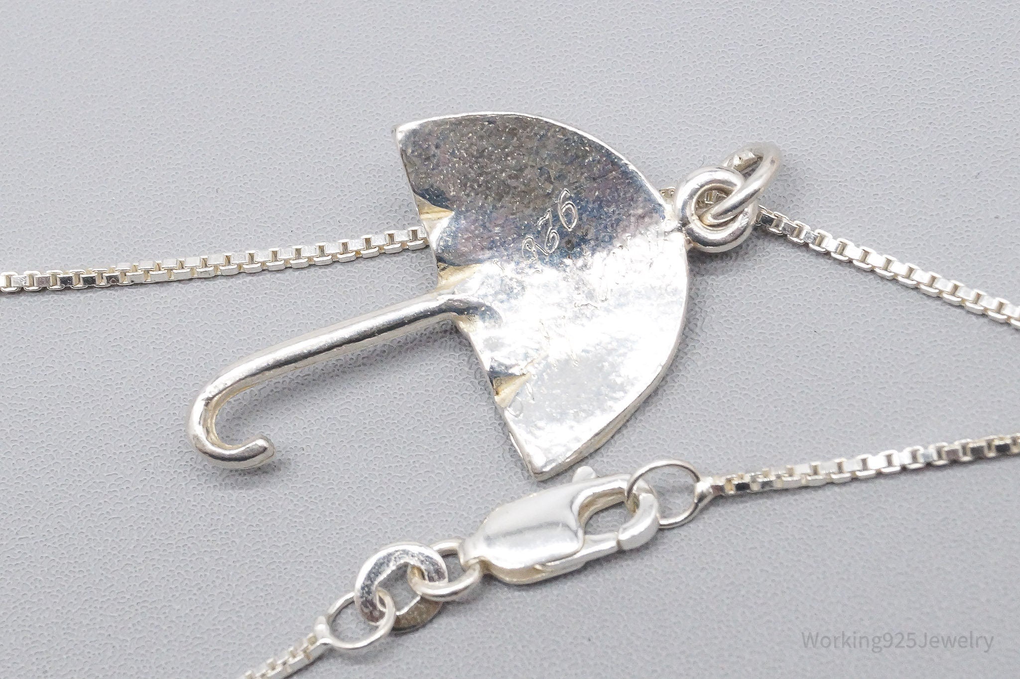 Vintage Handmade Modernist Umbrella Sterling Silver Necklace 18"