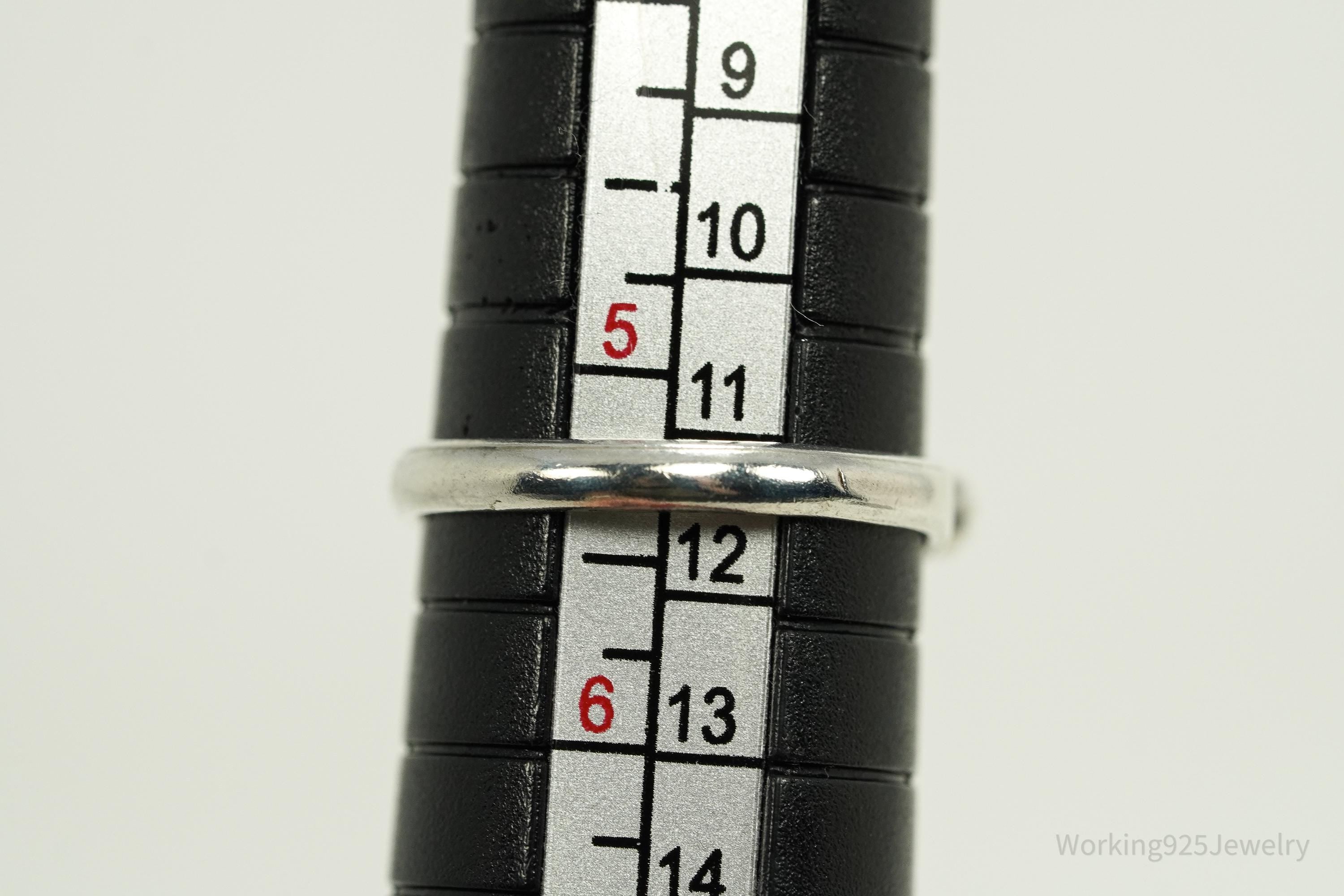 Vintage Handmade Native American Turquoise Unsigned Silver Ring - Size 5.25