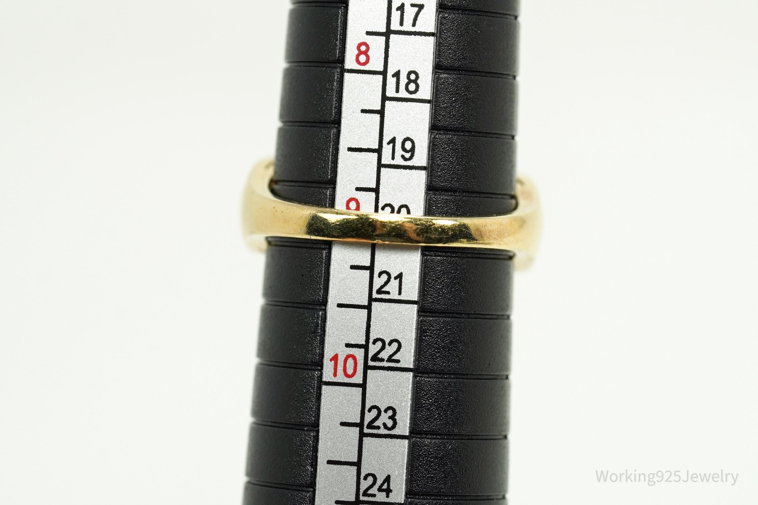 Vintage Designer MEDA Cubic Zirconia Gold Vermeil Sterling Silver Ring - Size 9