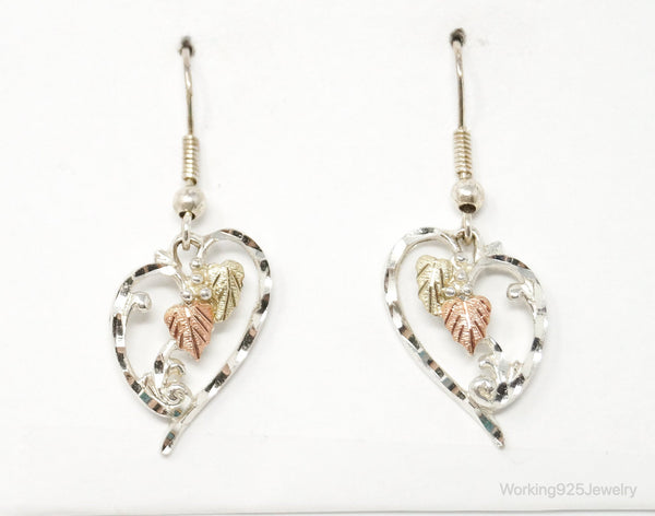 Vintage WM Co 12K Leaves Sterling Silver Earrings