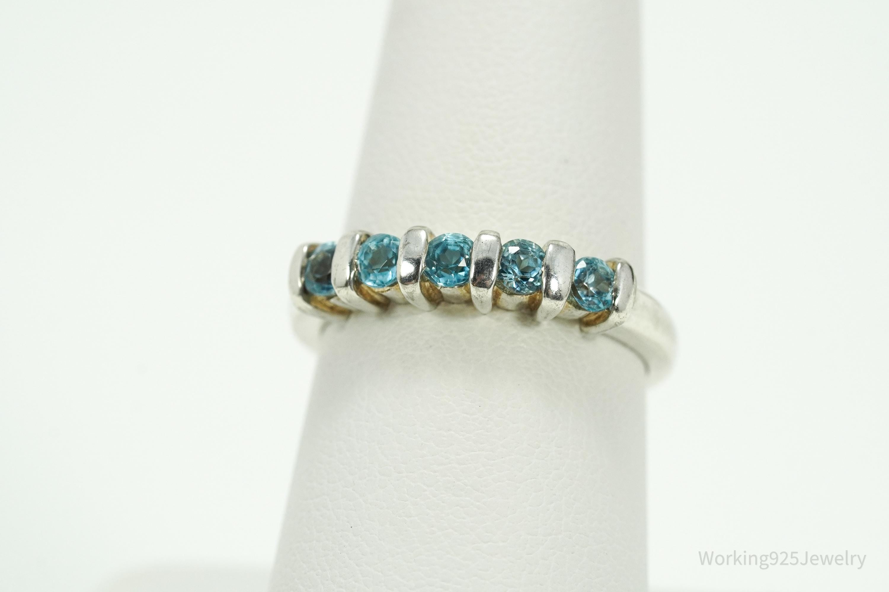 Vintage Blue Topaz Sterling Silver Ring - Size 8