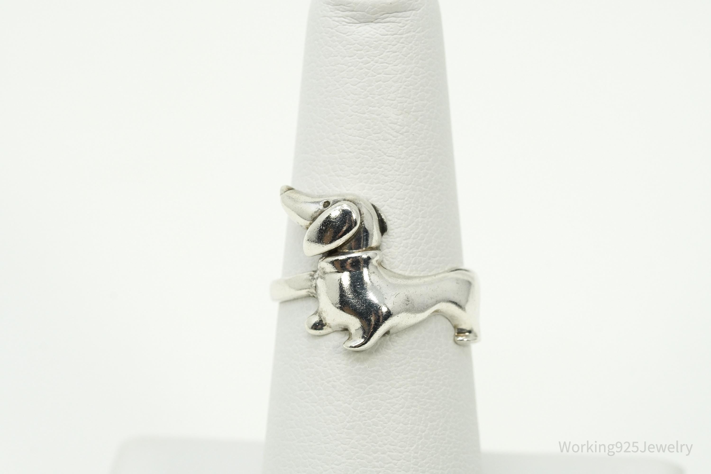 Vintage Dachshund Sterling Silver Ring - Size 6