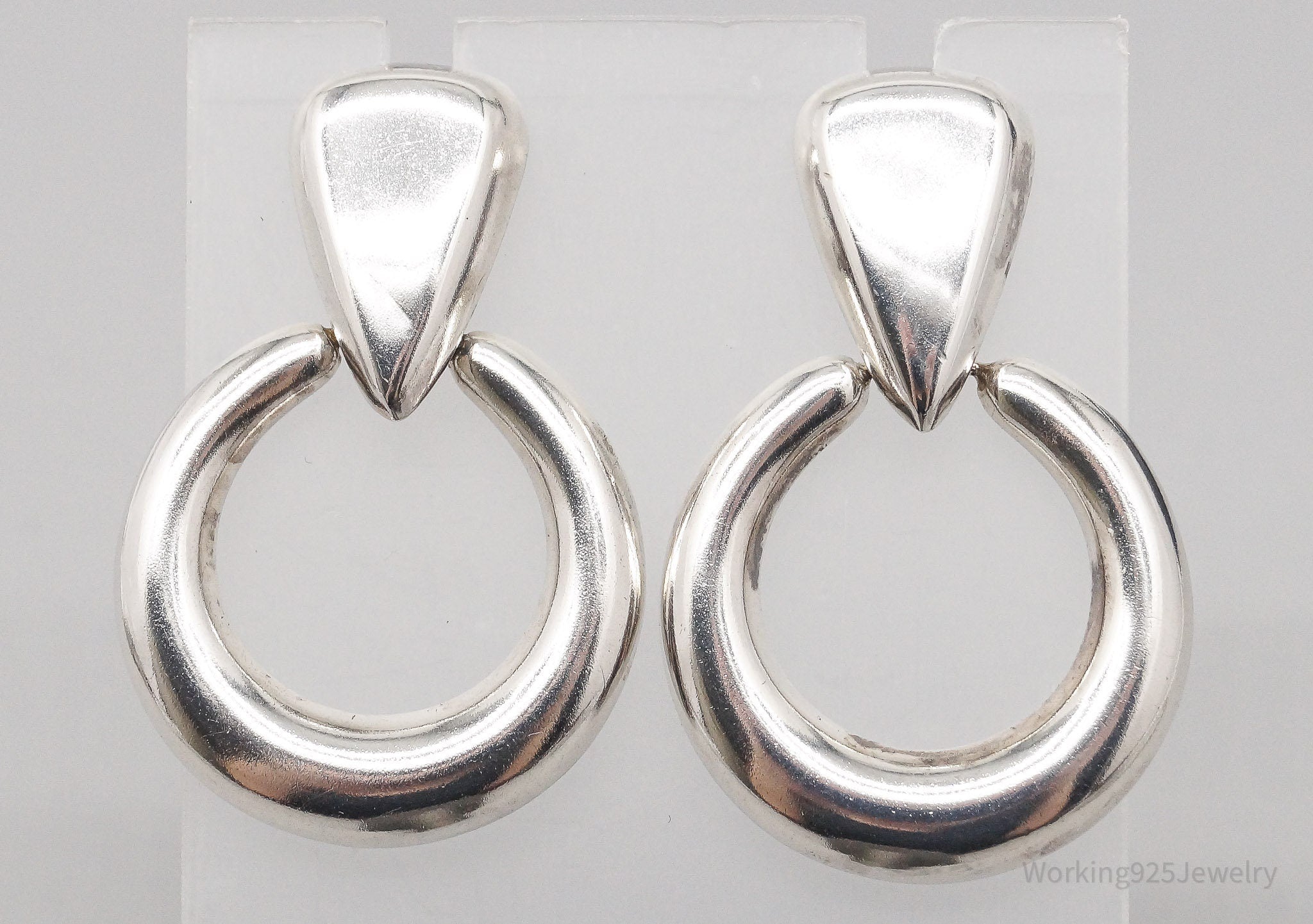 Vintage Modernist Style Sterling Silver Earrings