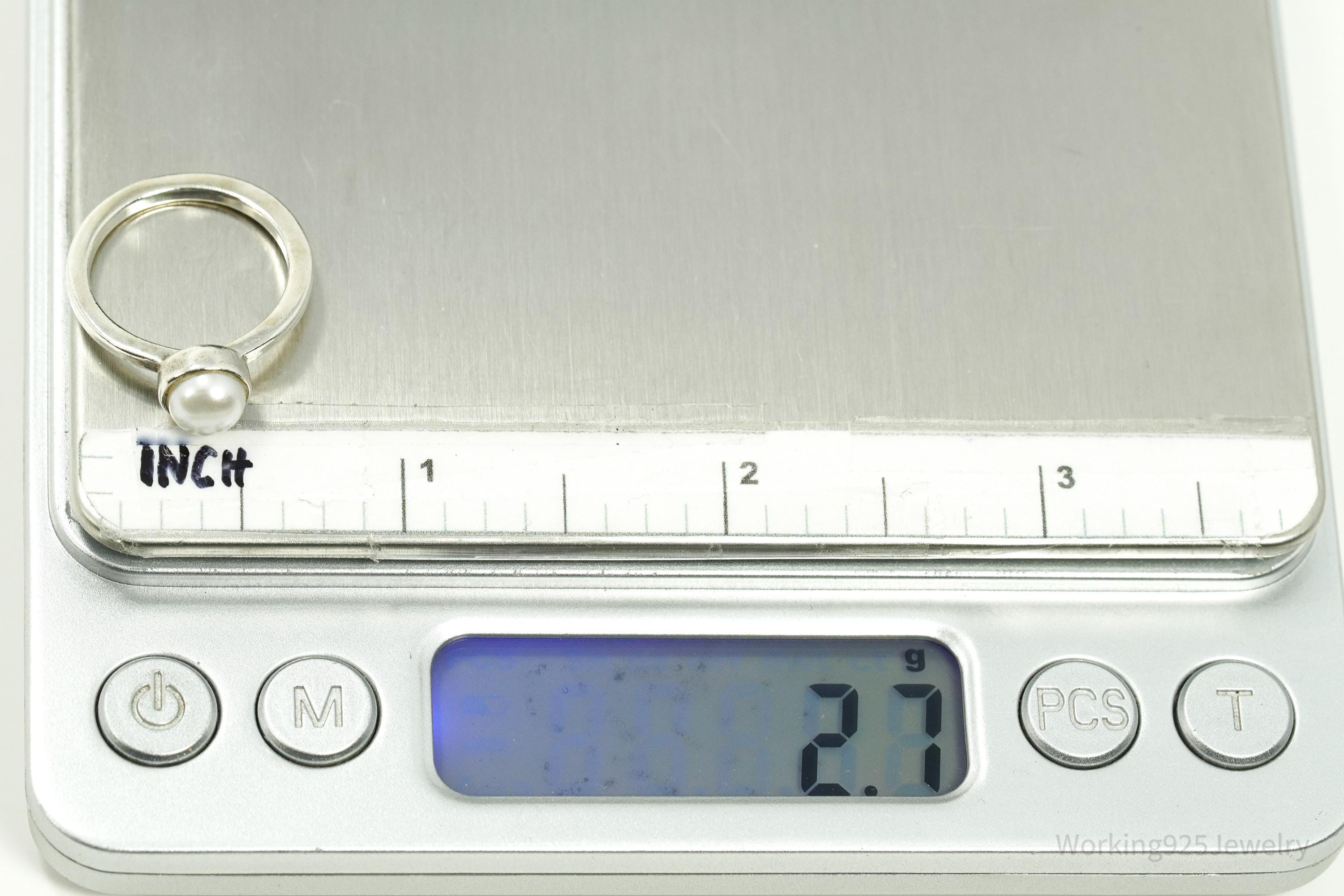 Vintage Pearl Sterling Silver Ring - Size 5