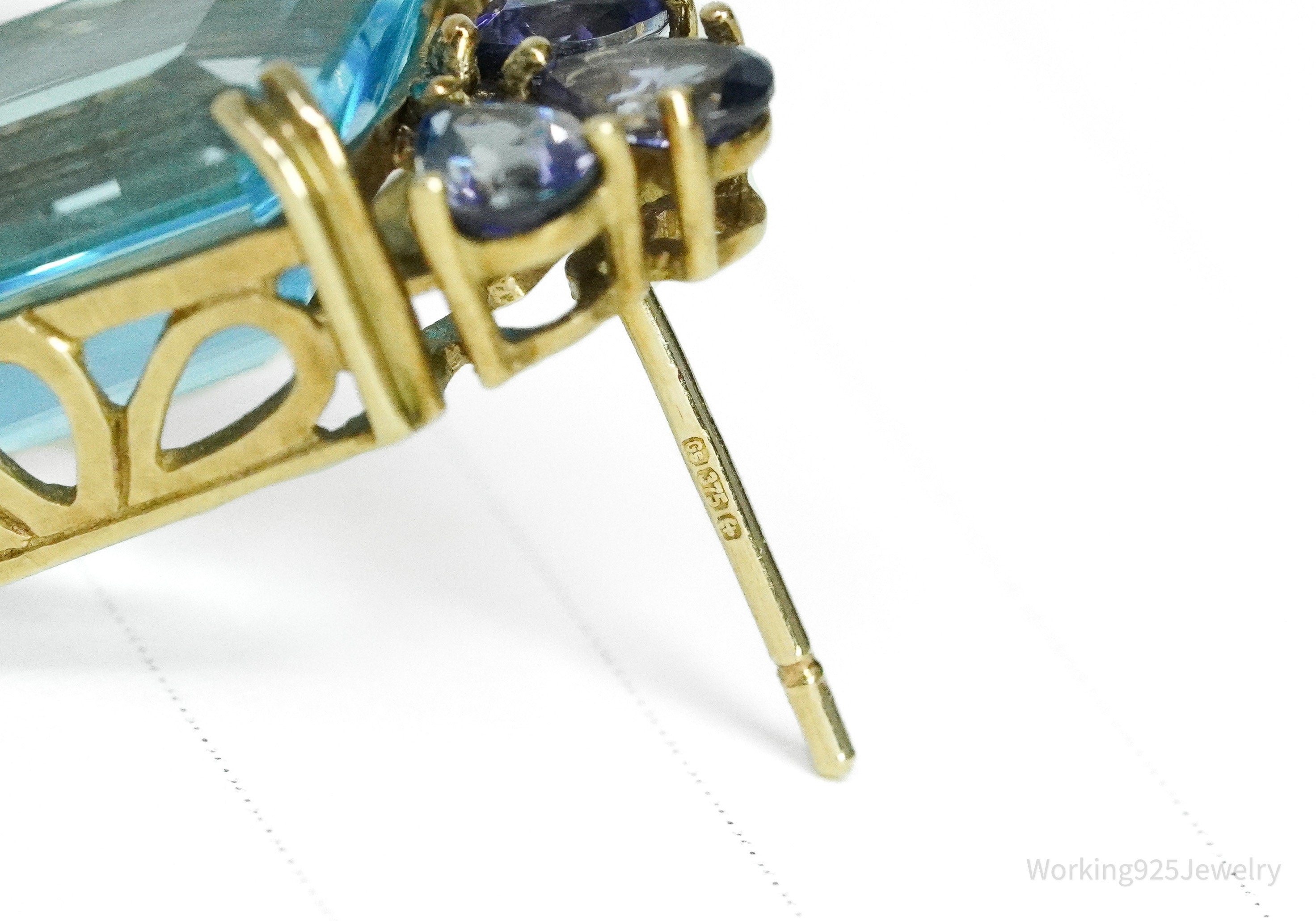 14K Yellow Gold, Natural Blue Topaz, & Natural Iolite Earrings