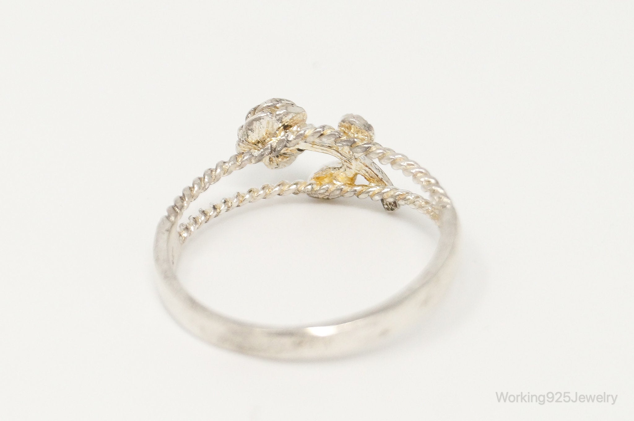 Vintage Designer NV Rose Sterling Silver Ring - Size 11