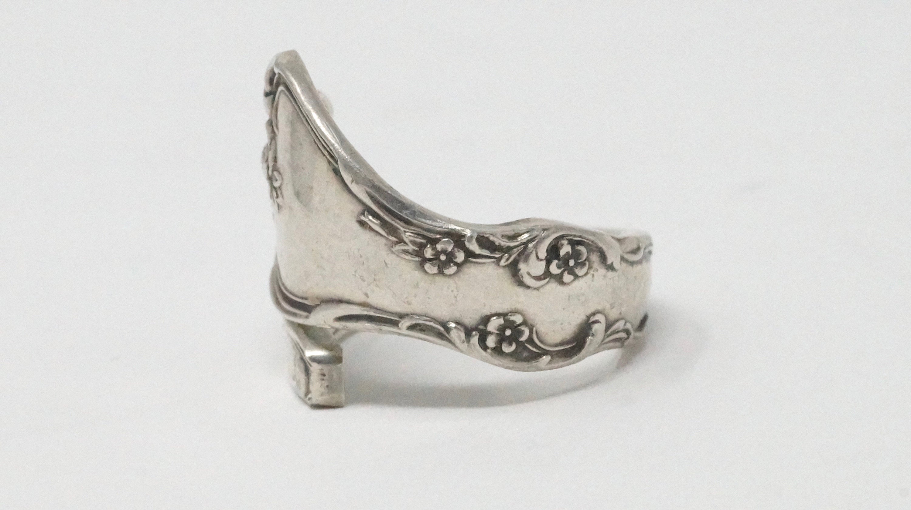 Vintage Reed & Barton Floral Art Nouveau Sterling Silver Spoon Ring Size 5