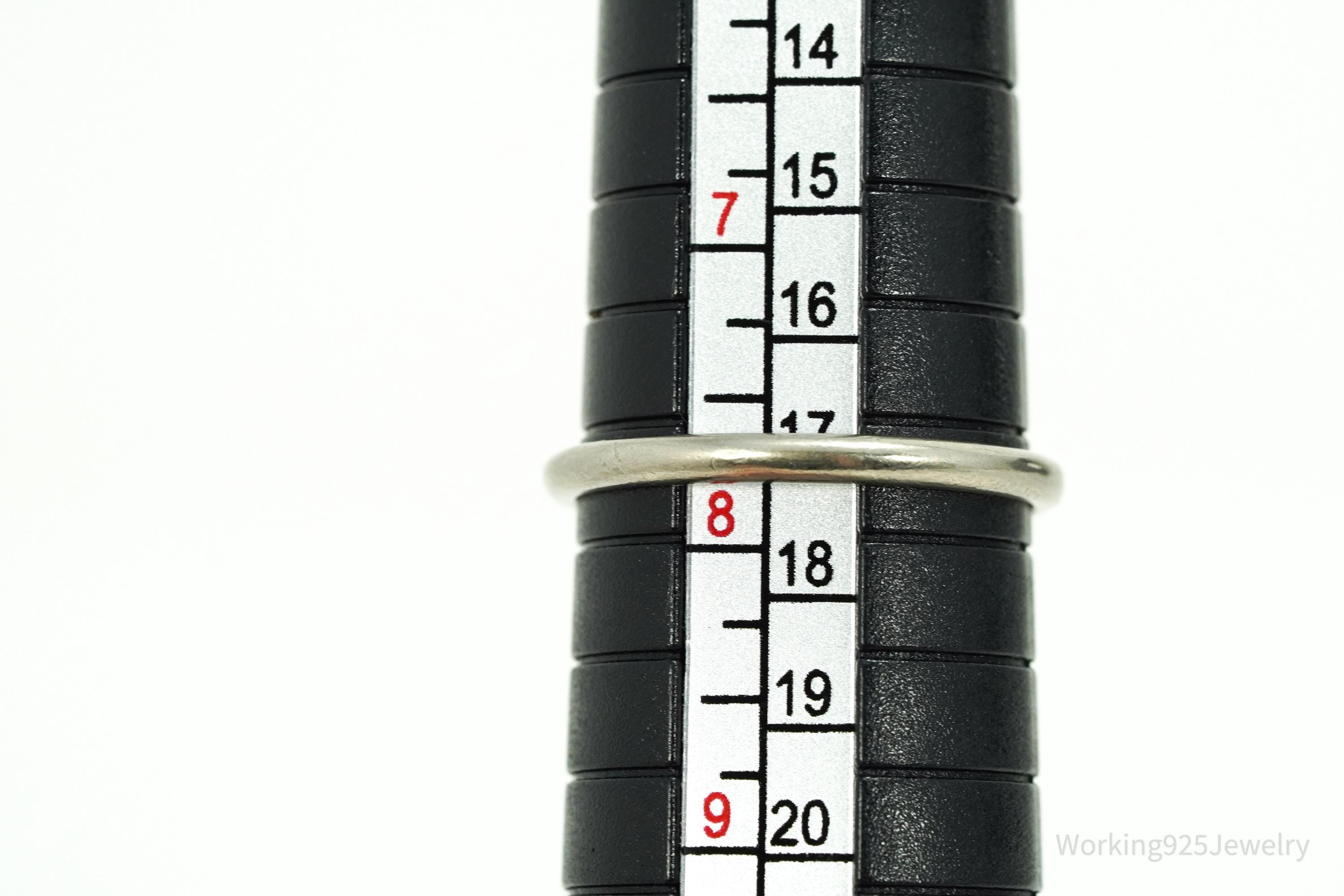 Vintage Designer Cubic Zirconia Sterling Silver Ring Size 7.75