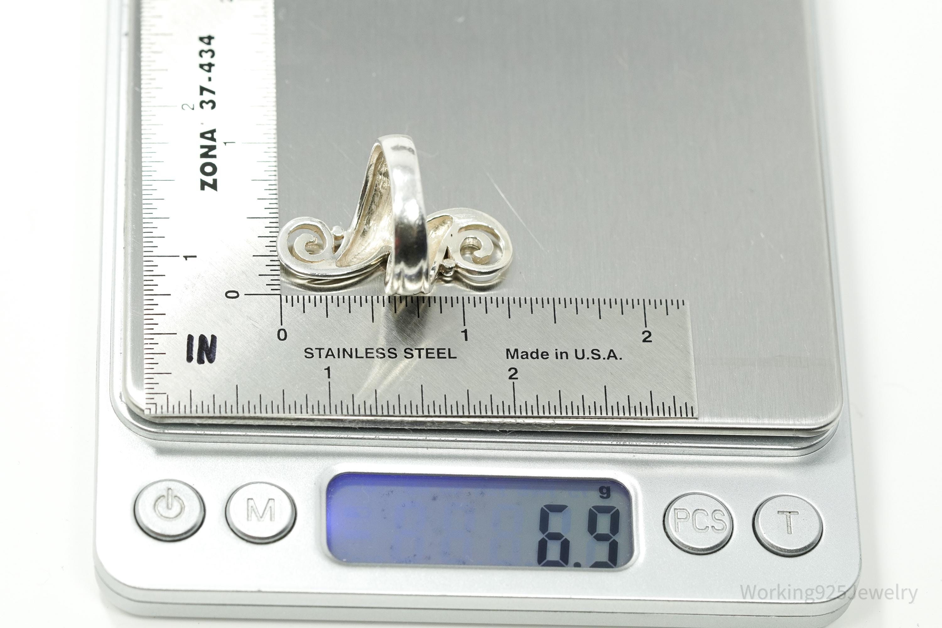 Vintage Spiral Modernist Sleek Sterling Silver Ring - Size 9.25