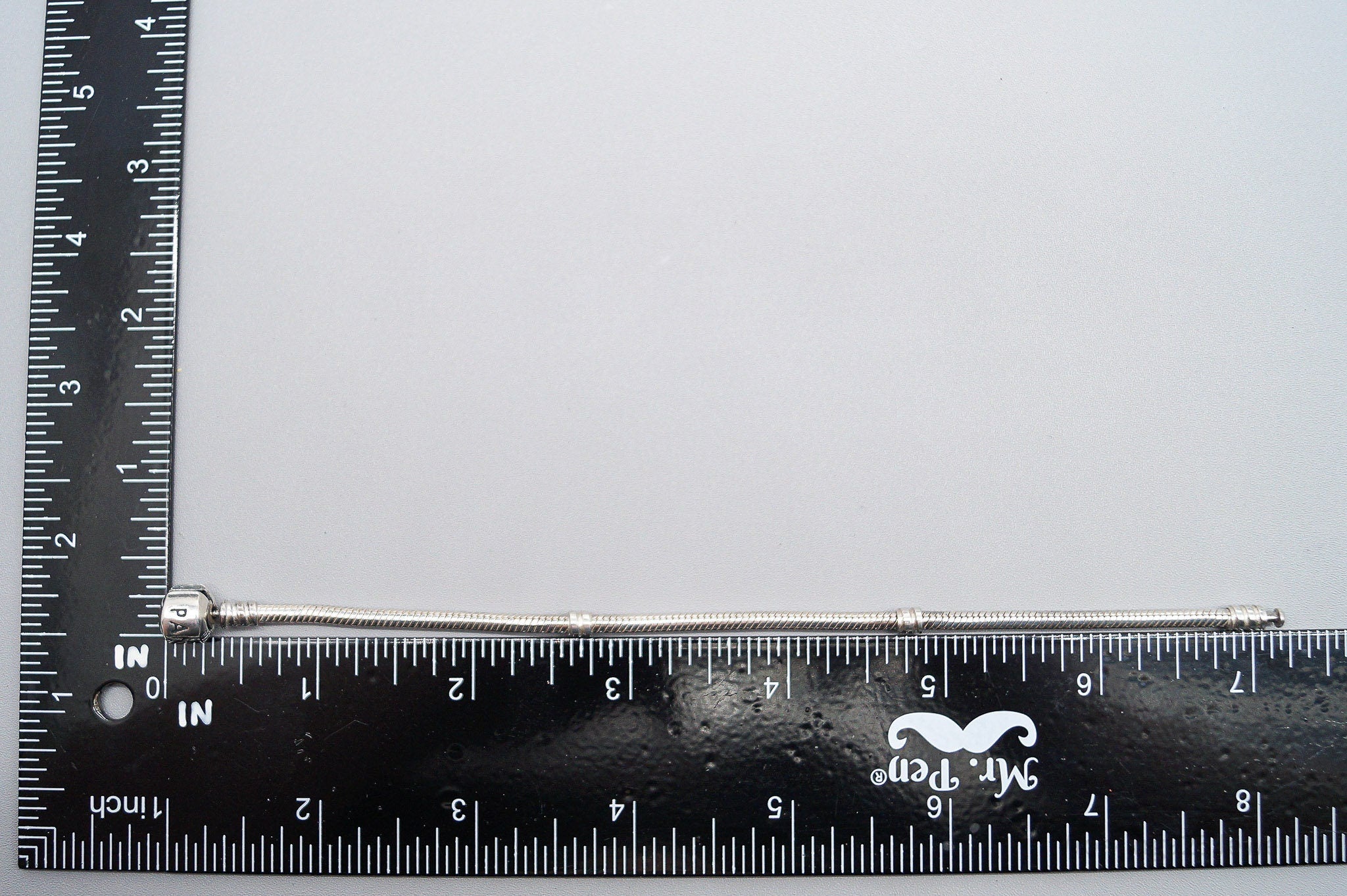 VTG Pandora Iconic Pandora Logo Sterling Silver Clasp Charm Bracelet 7 1/8"